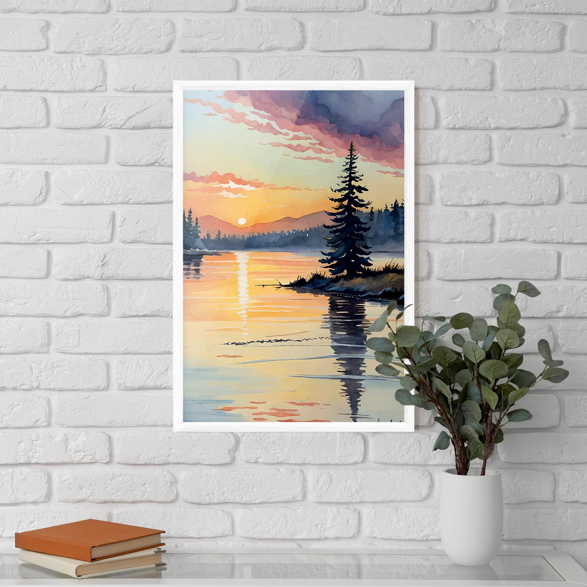 Gerahmte Poster Tree Shadow Lake mockup 5