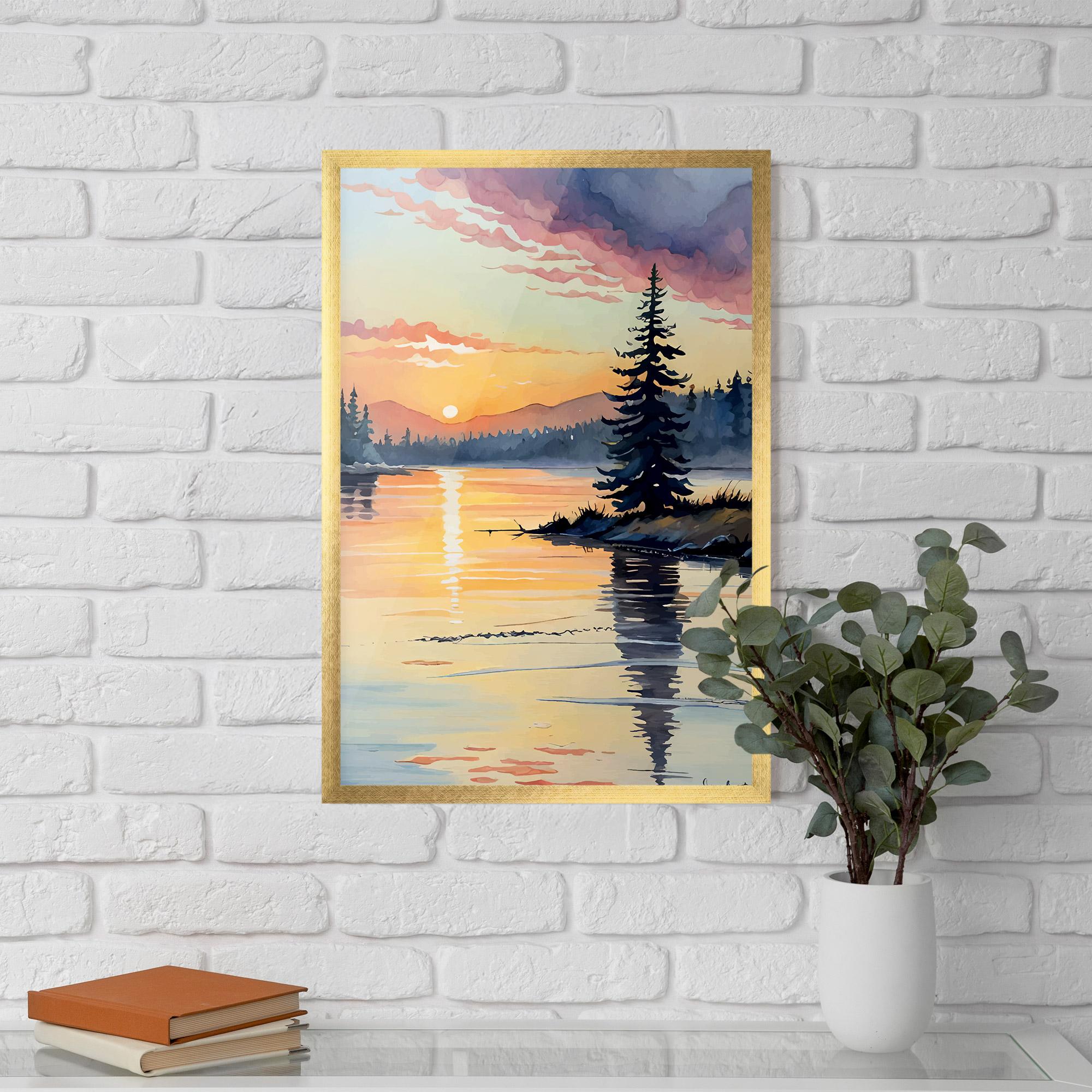 Gerahmte Poster Tree Shadow Lake mockup 5