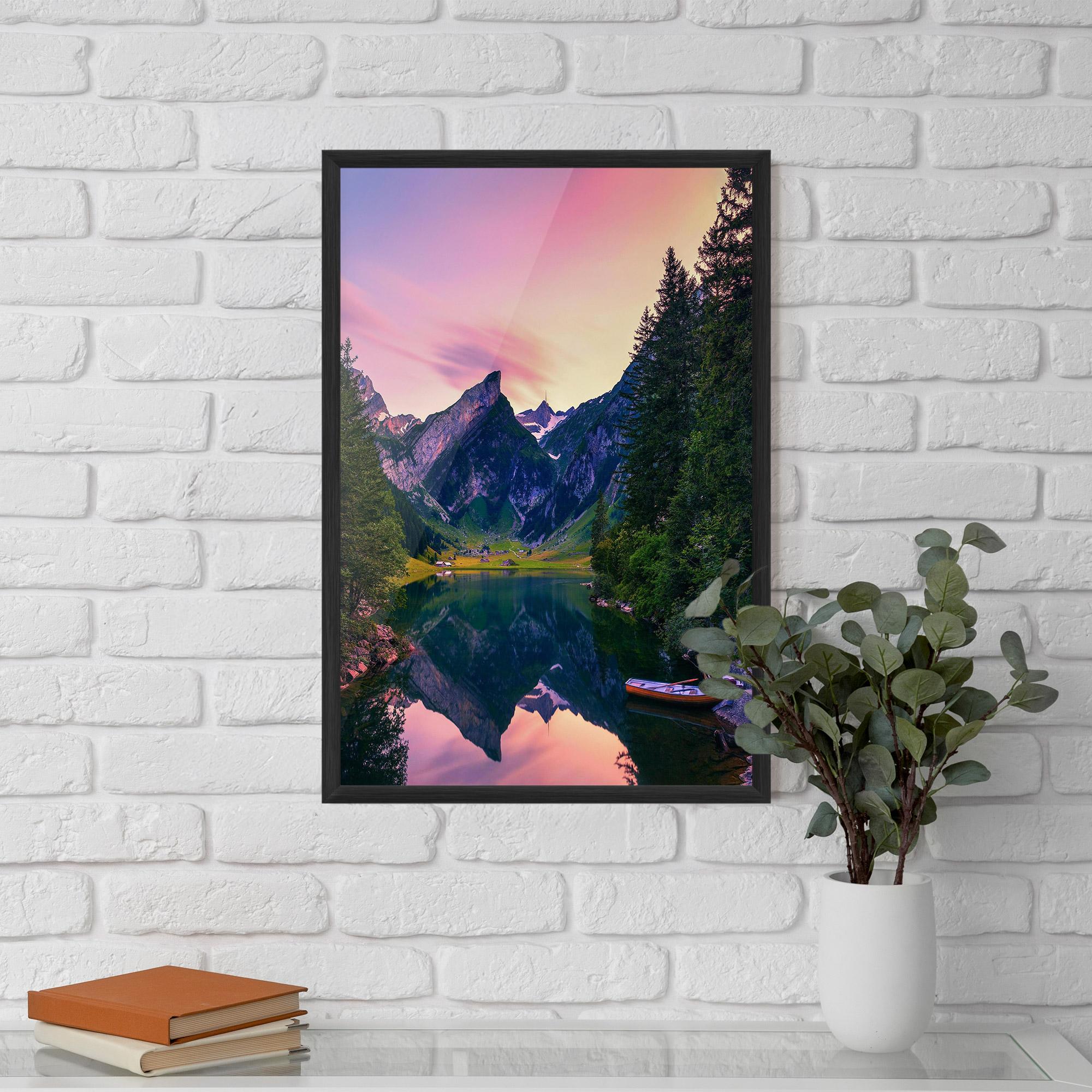 Gerahmte Poster Purple Sunset Lake mockup 5