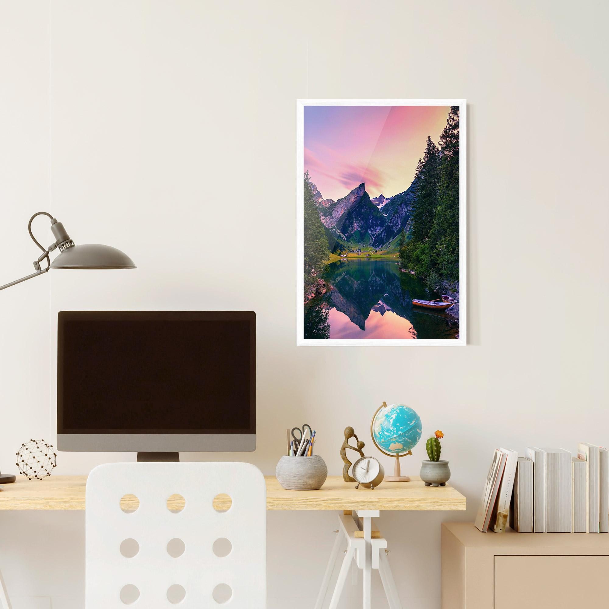 Gerahmte Poster Purple Sunset Lake mockup 6