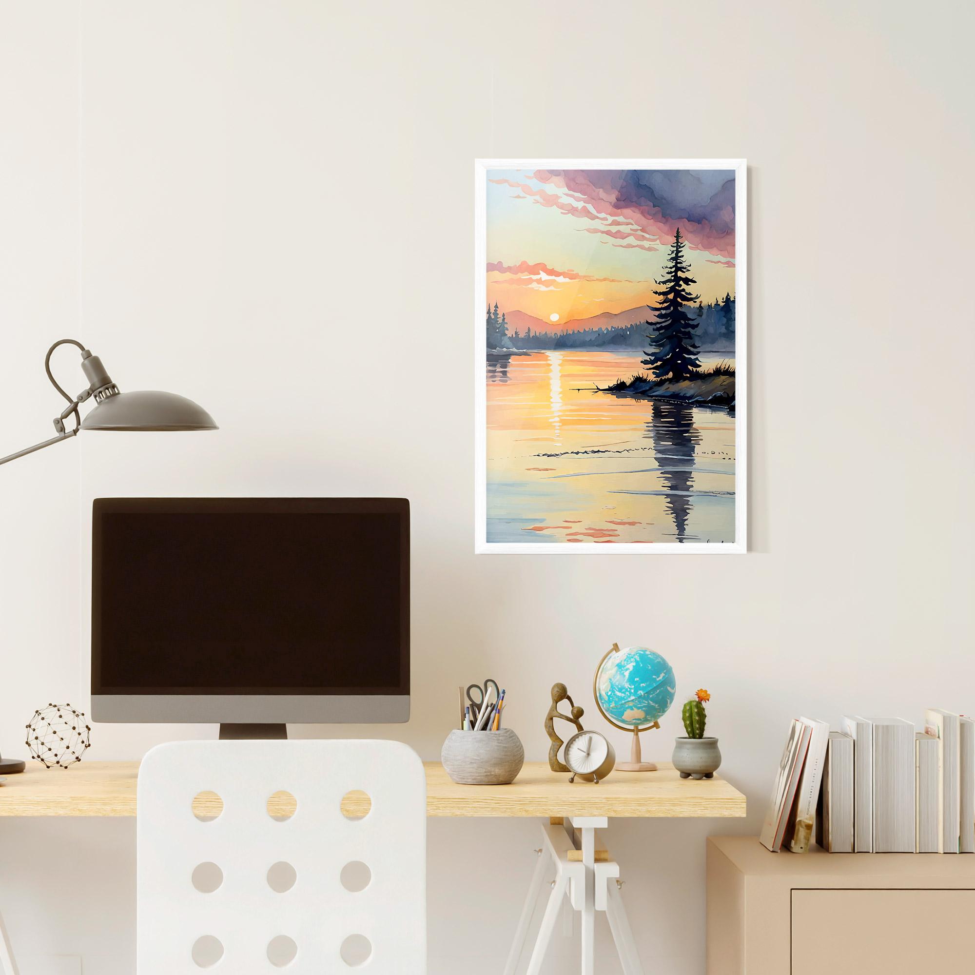 Gerahmte Poster Tree Shadow Lake mockup 6