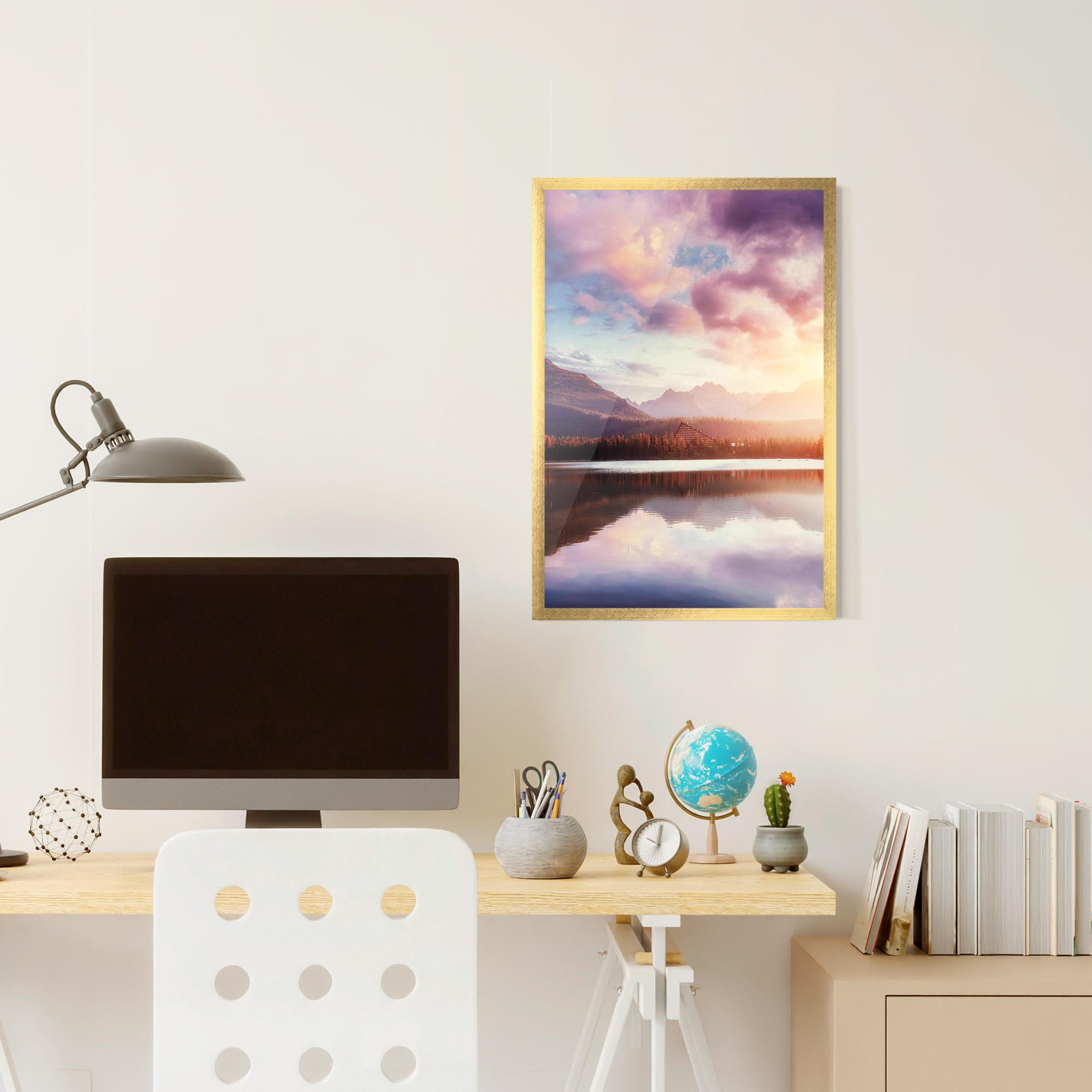 Gerahmte Poster Orange Lake Light mockup 6