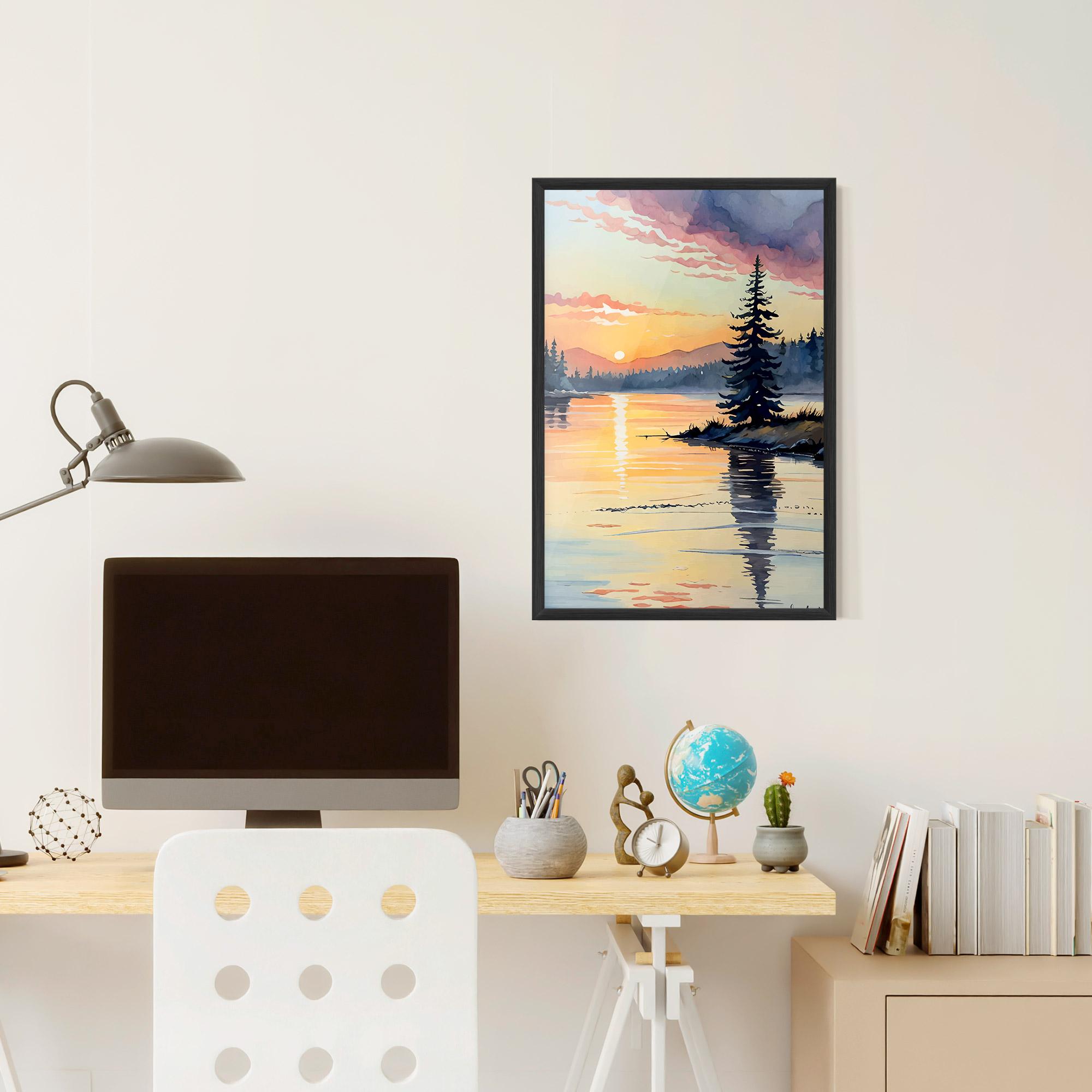 Gerahmte Poster Tree Shadow Lake mockup 6