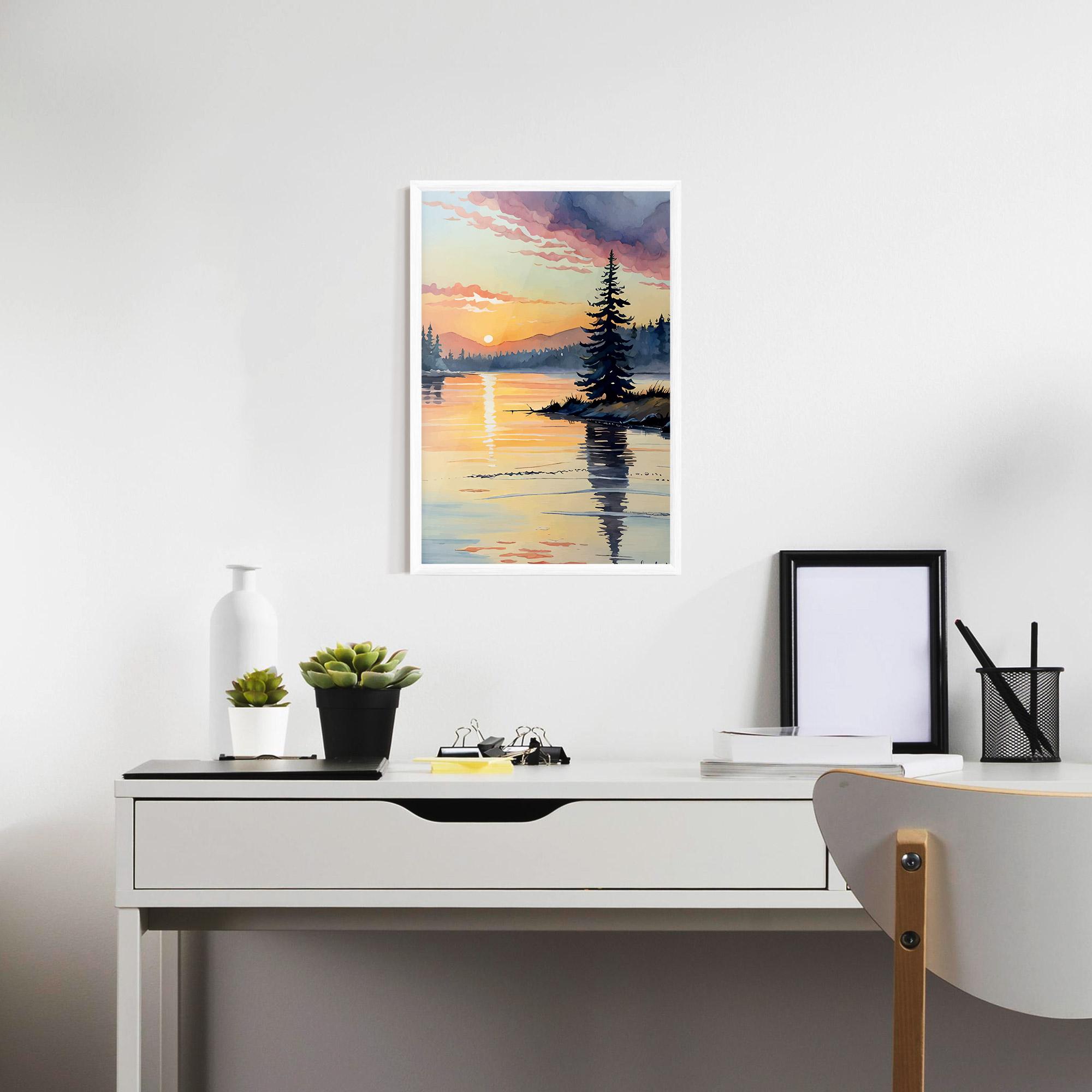 Gerahmte Poster Tree Shadow Lake mockup 7