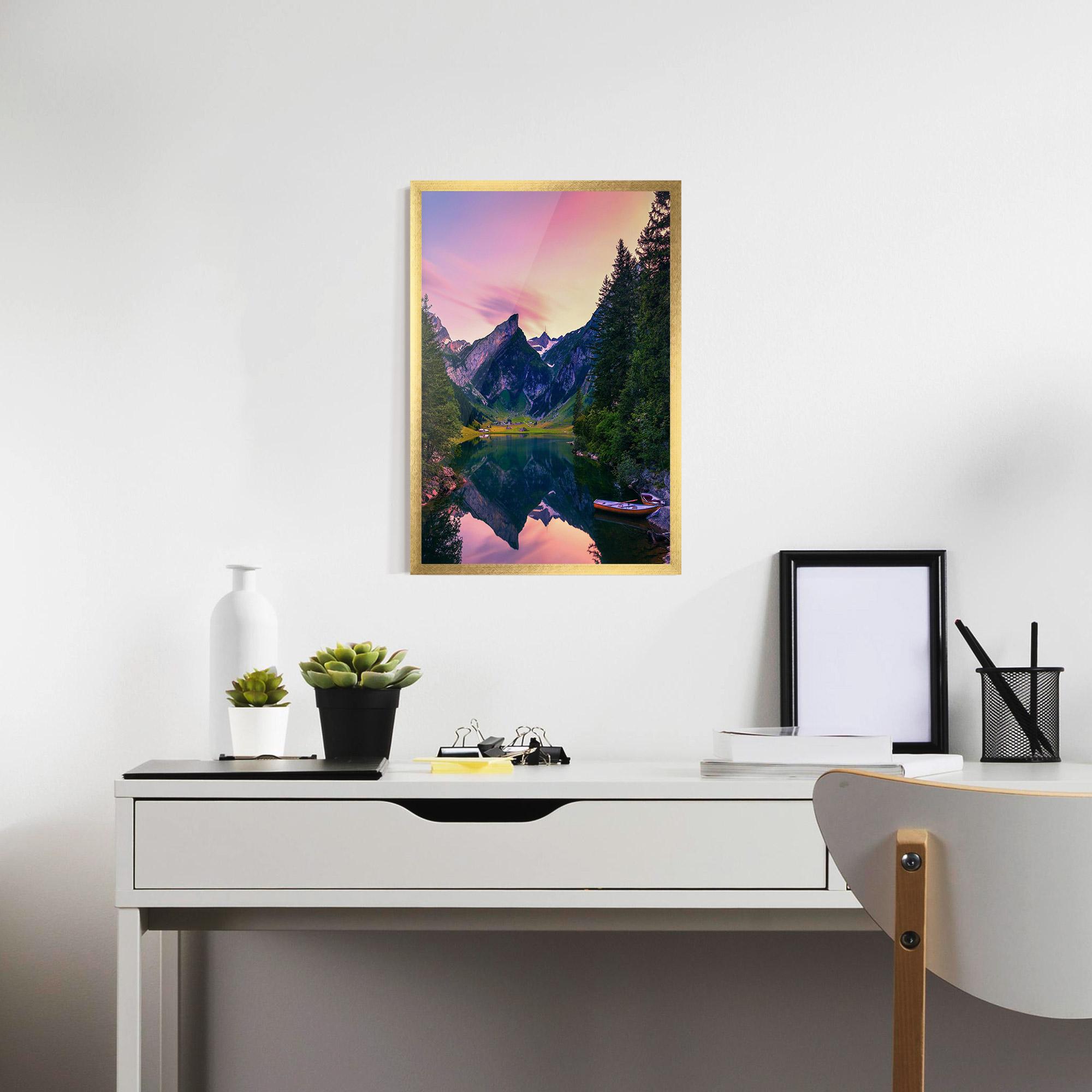 Gerahmte Poster Purple Sunset Lake mockup 7