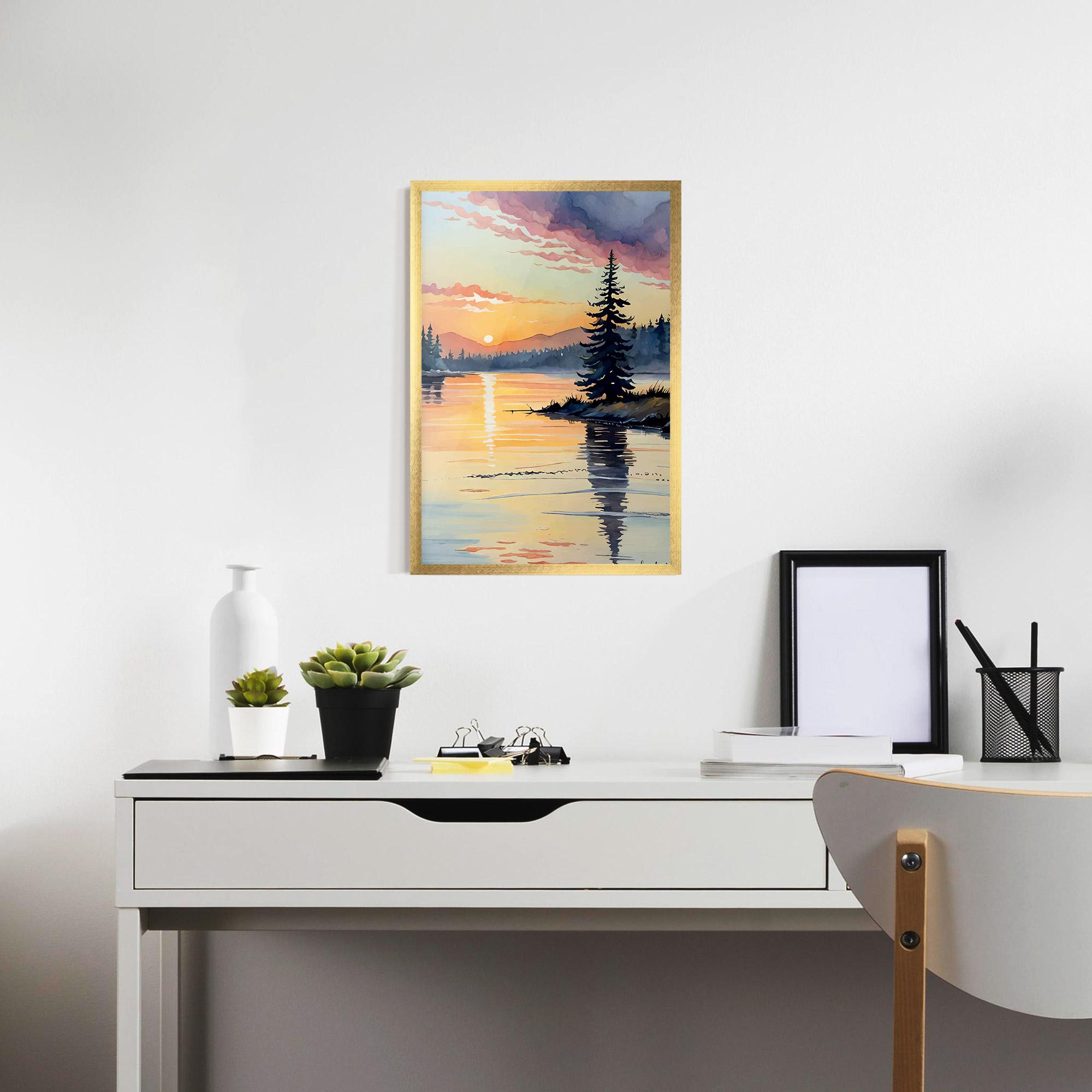 Gerahmte Poster Tree Shadow Lake mockup 7