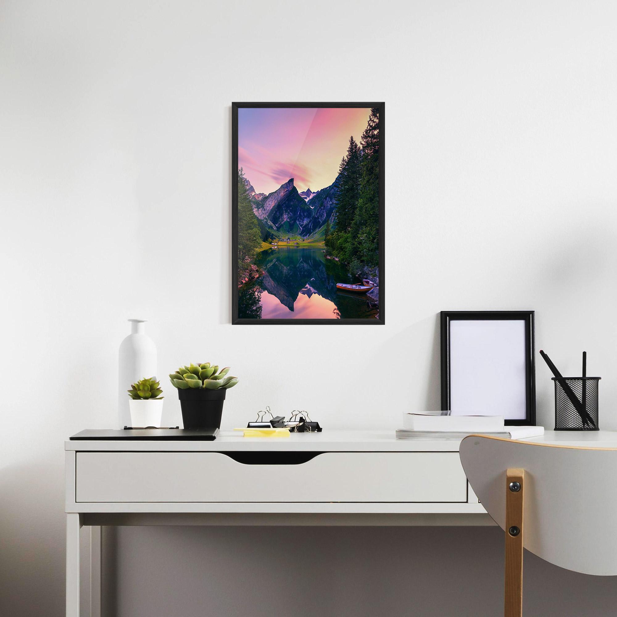 Gerahmte Poster Purple Sunset Lake mockup 7