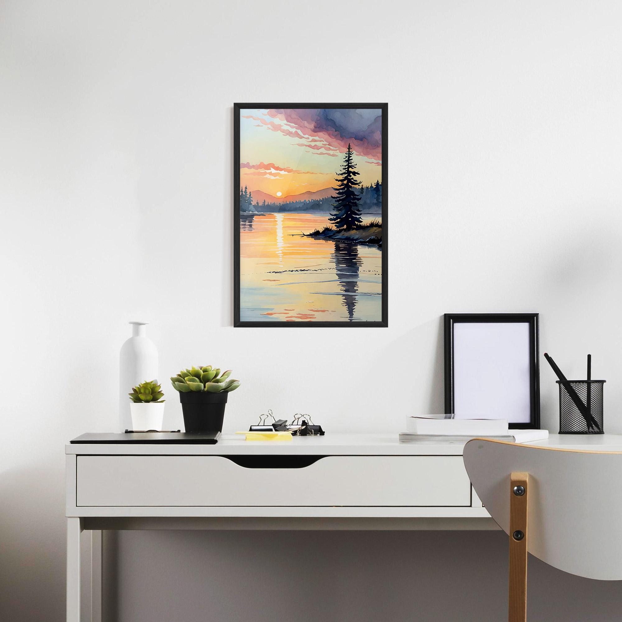 Gerahmte Poster Tree Shadow Lake mockup 7