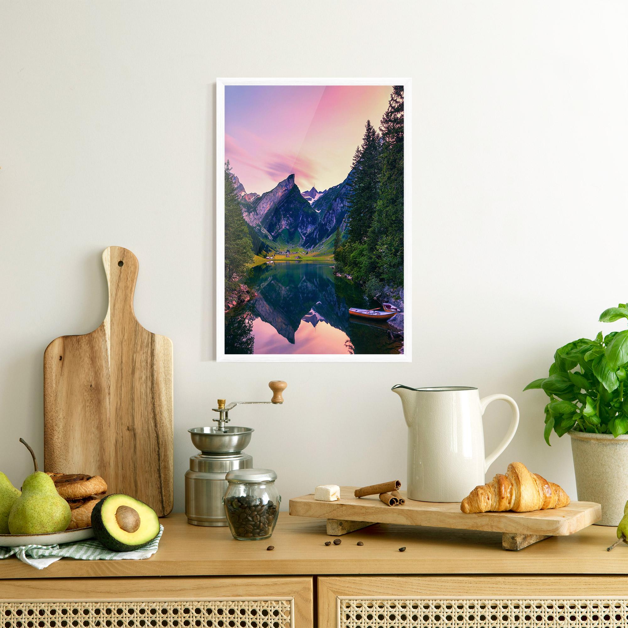 Gerahmte Poster Purple Sunset Lake mockup 8