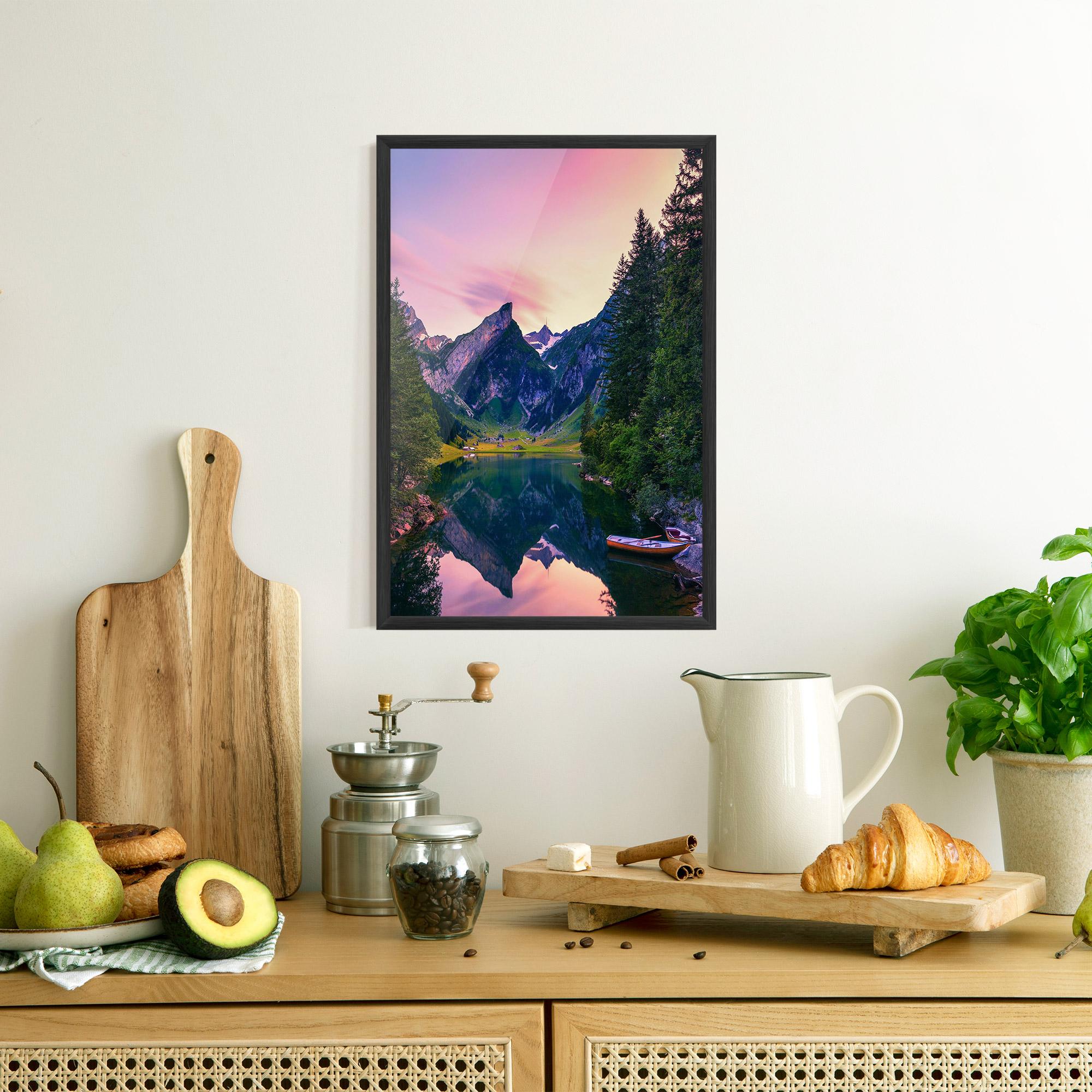 Gerahmte Poster Purple Sunset Lake mockup 8
