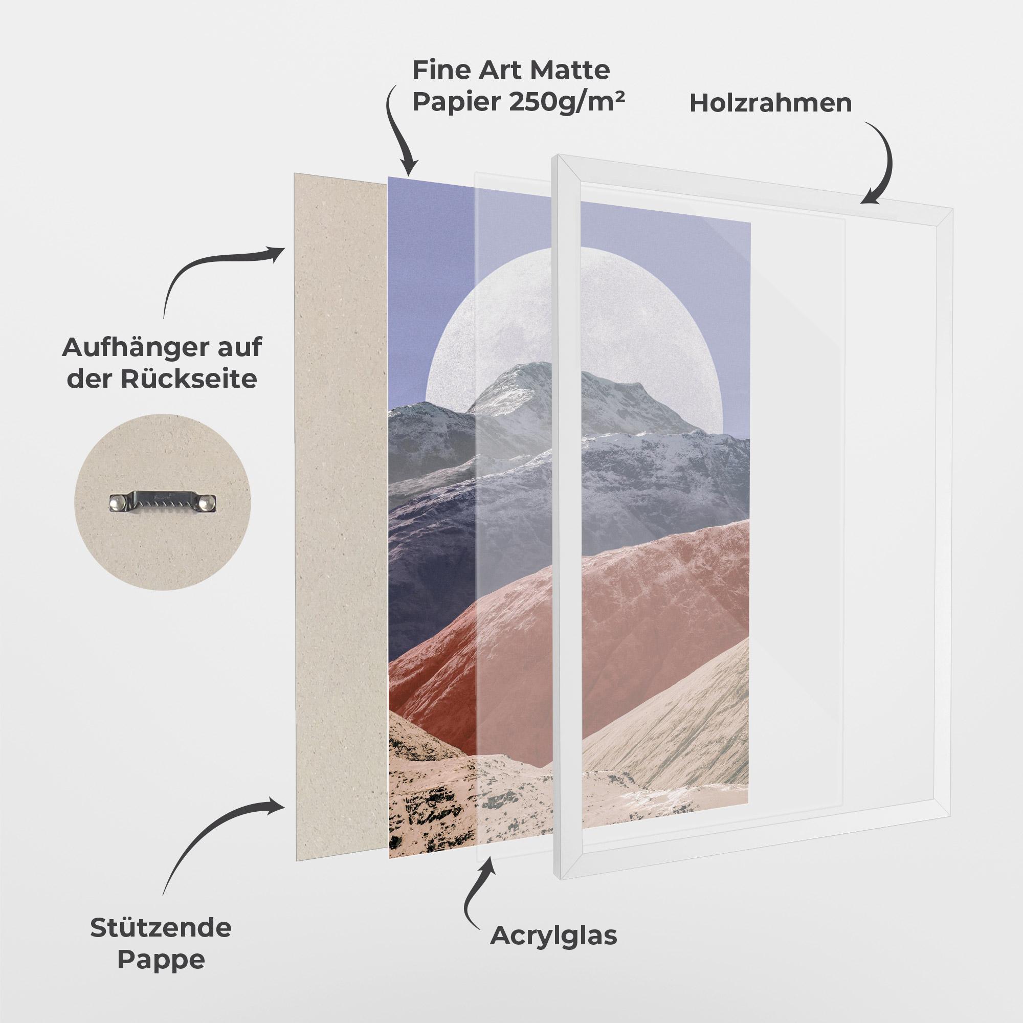 Gerahmte Poster Moon Mountain Art mockup 1