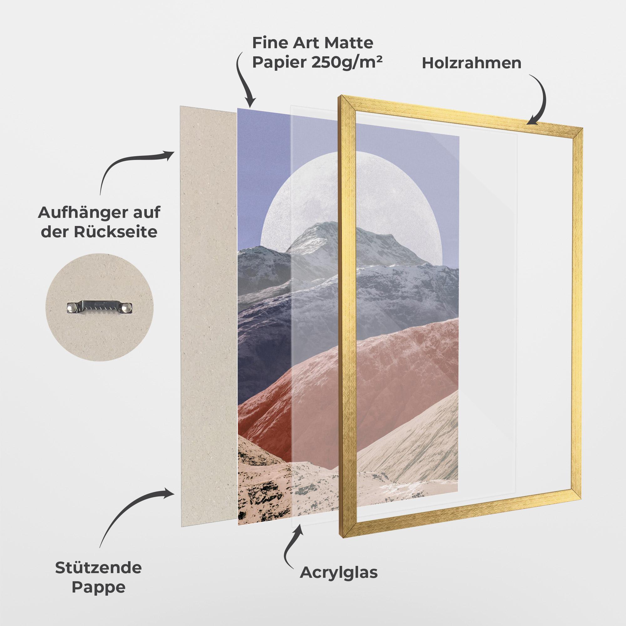 Gerahmte Poster Moon Mountain Art mockup 1