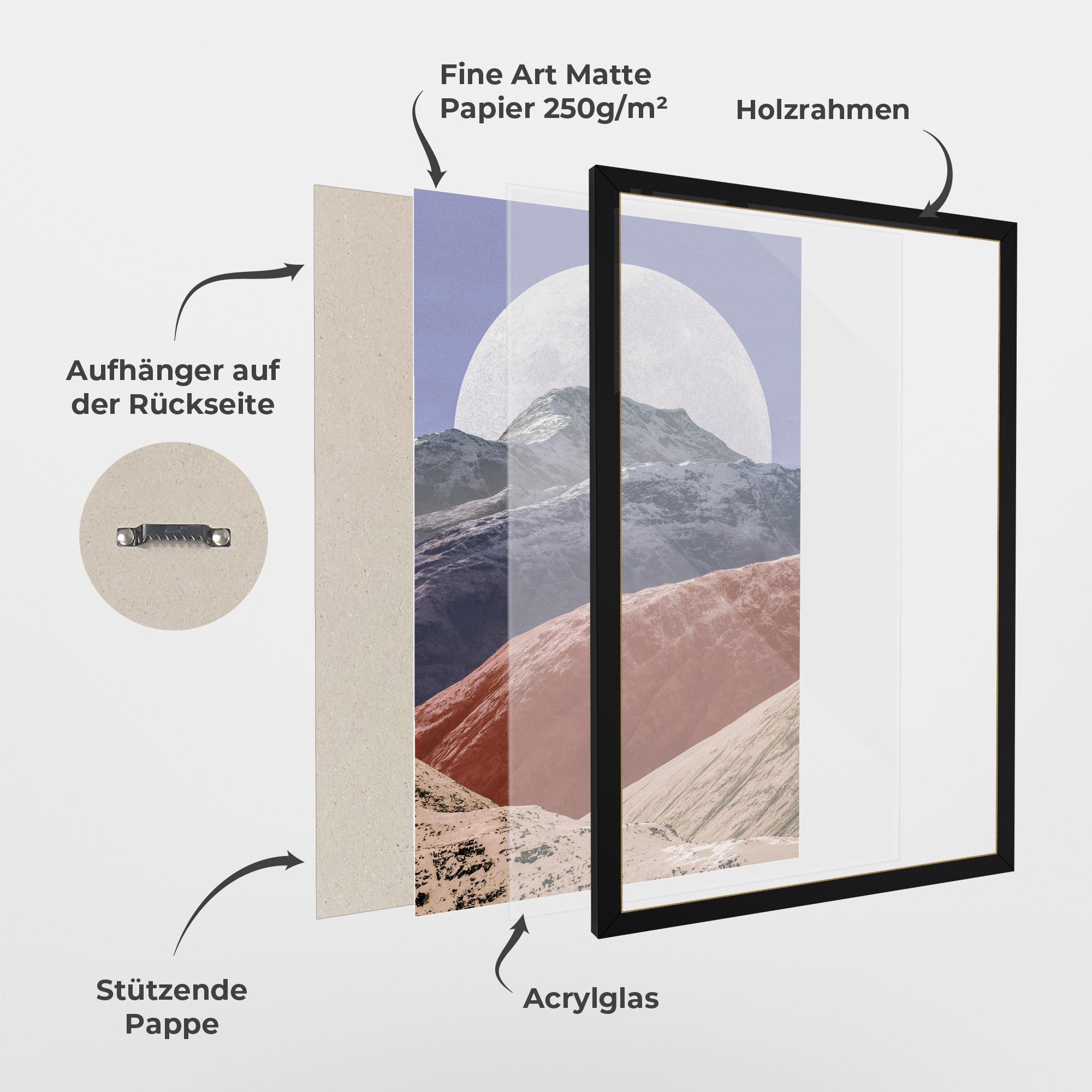 Gerahmte Poster Moon Mountain Art mockup 1