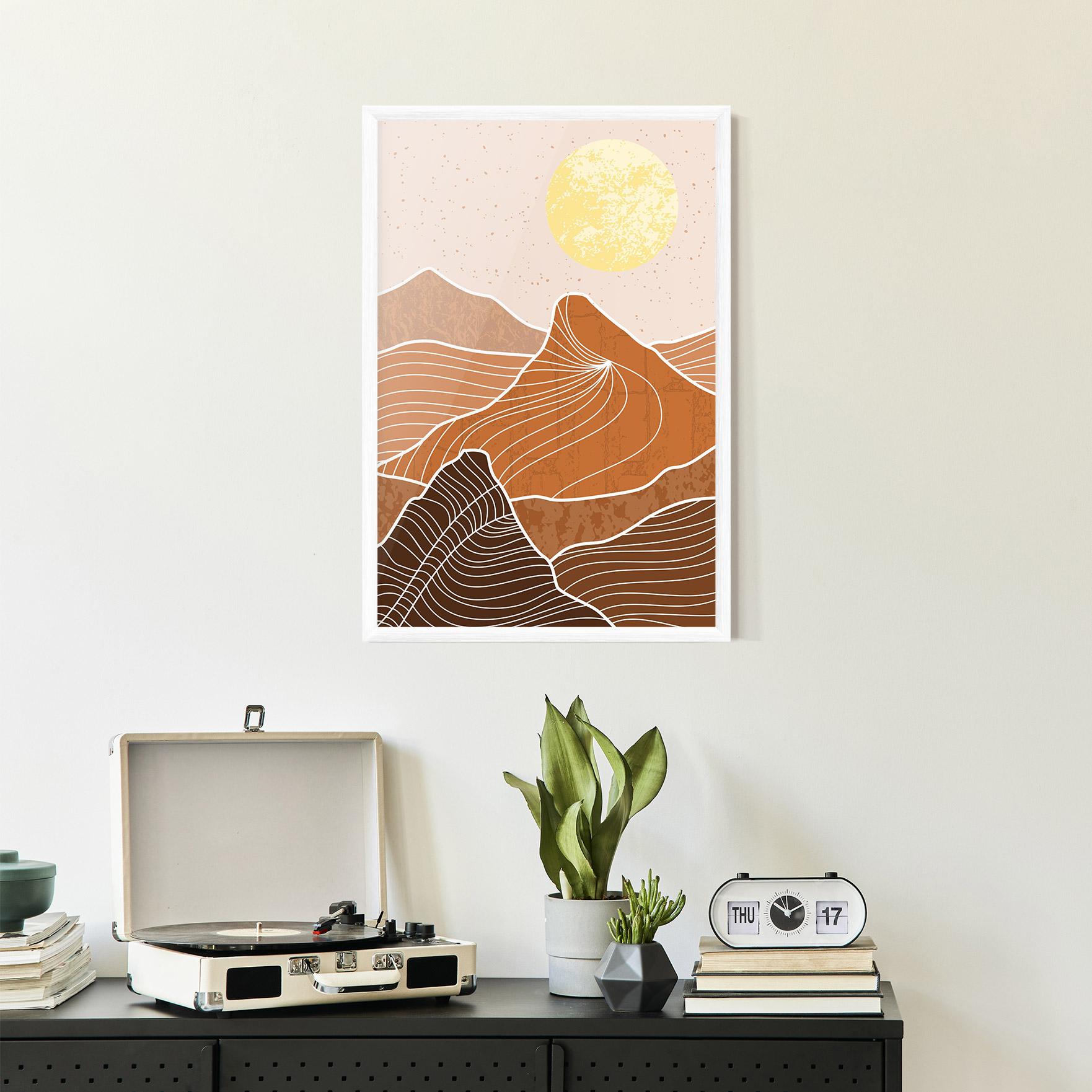 Gerahmte Poster Orange Mountain mockup 2