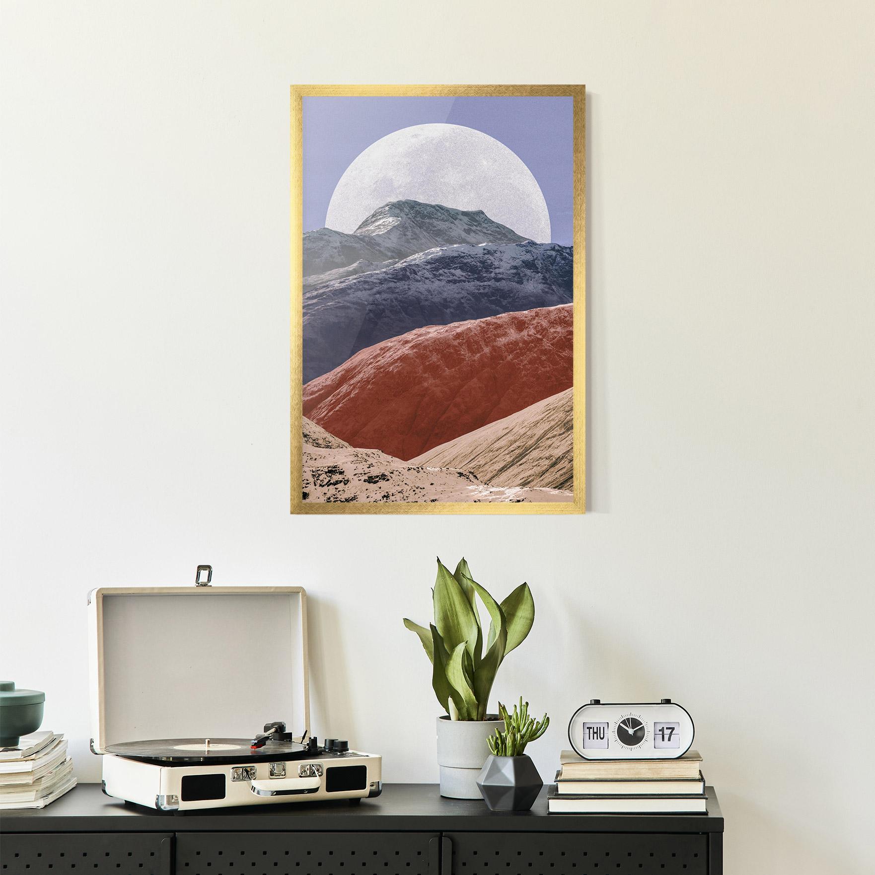 Gerahmte Poster Moon Mountain Art mockup 2