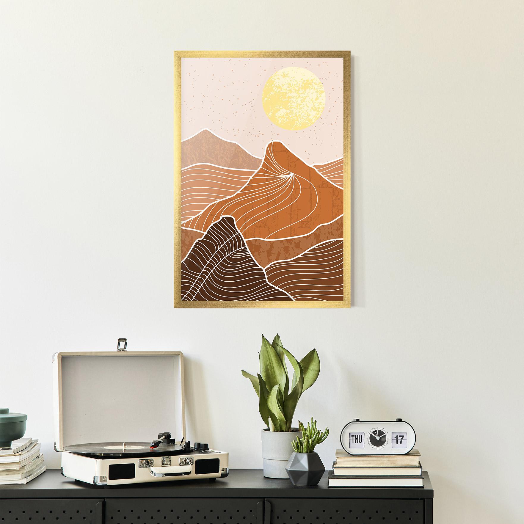 Gerahmte Poster Orange Mountain mockup 2