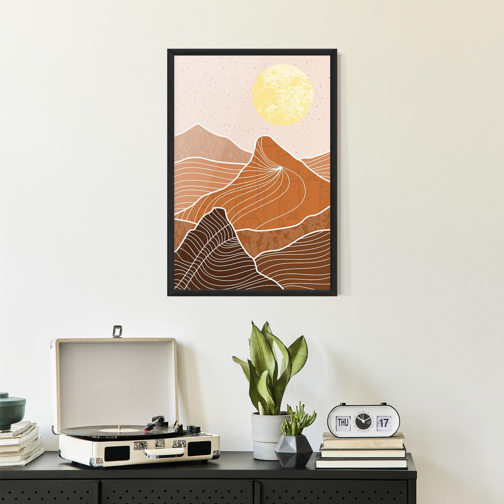 Gerahmte Poster Orange Mountain mockup 2