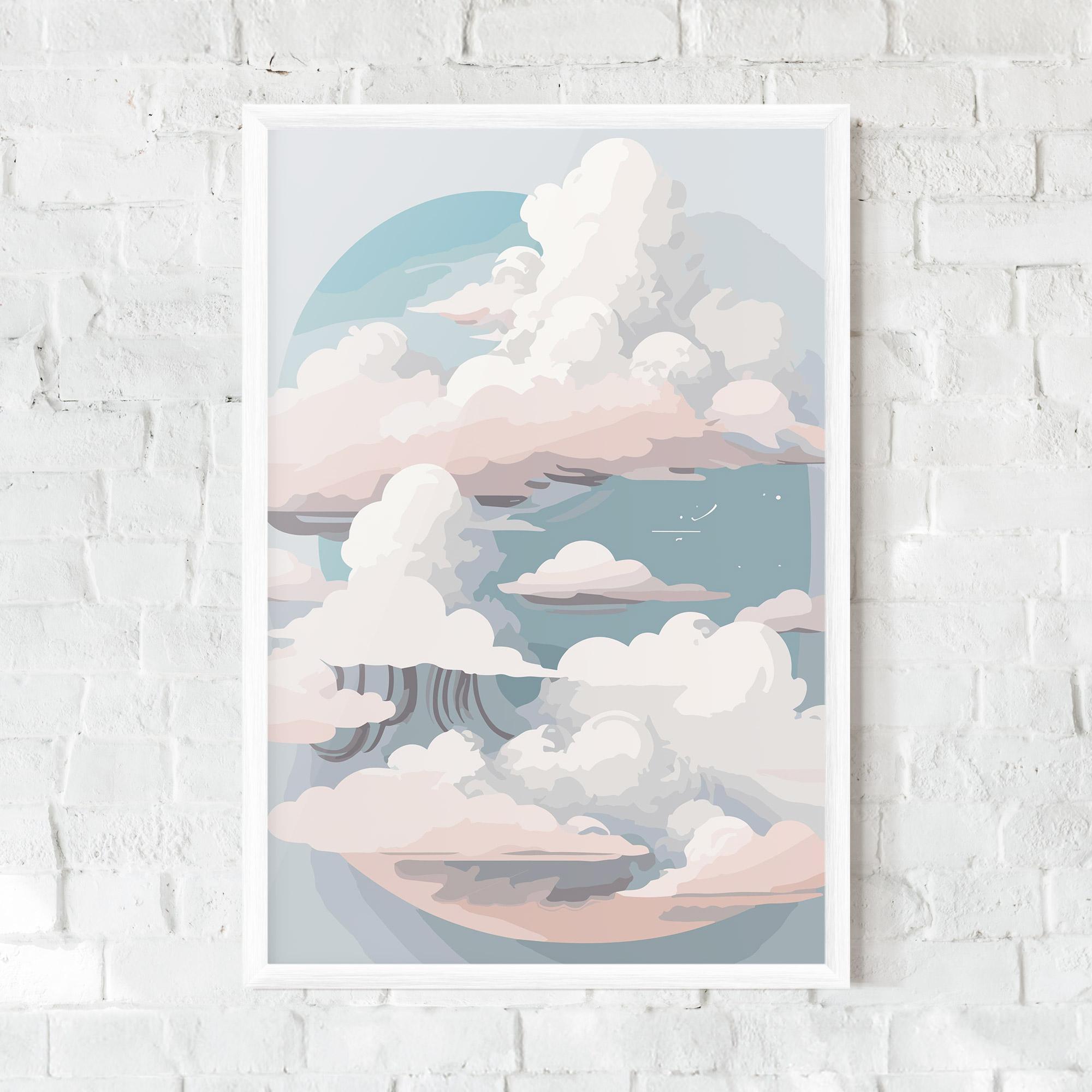 Gerahmte Poster Cloud White Art mockup 0