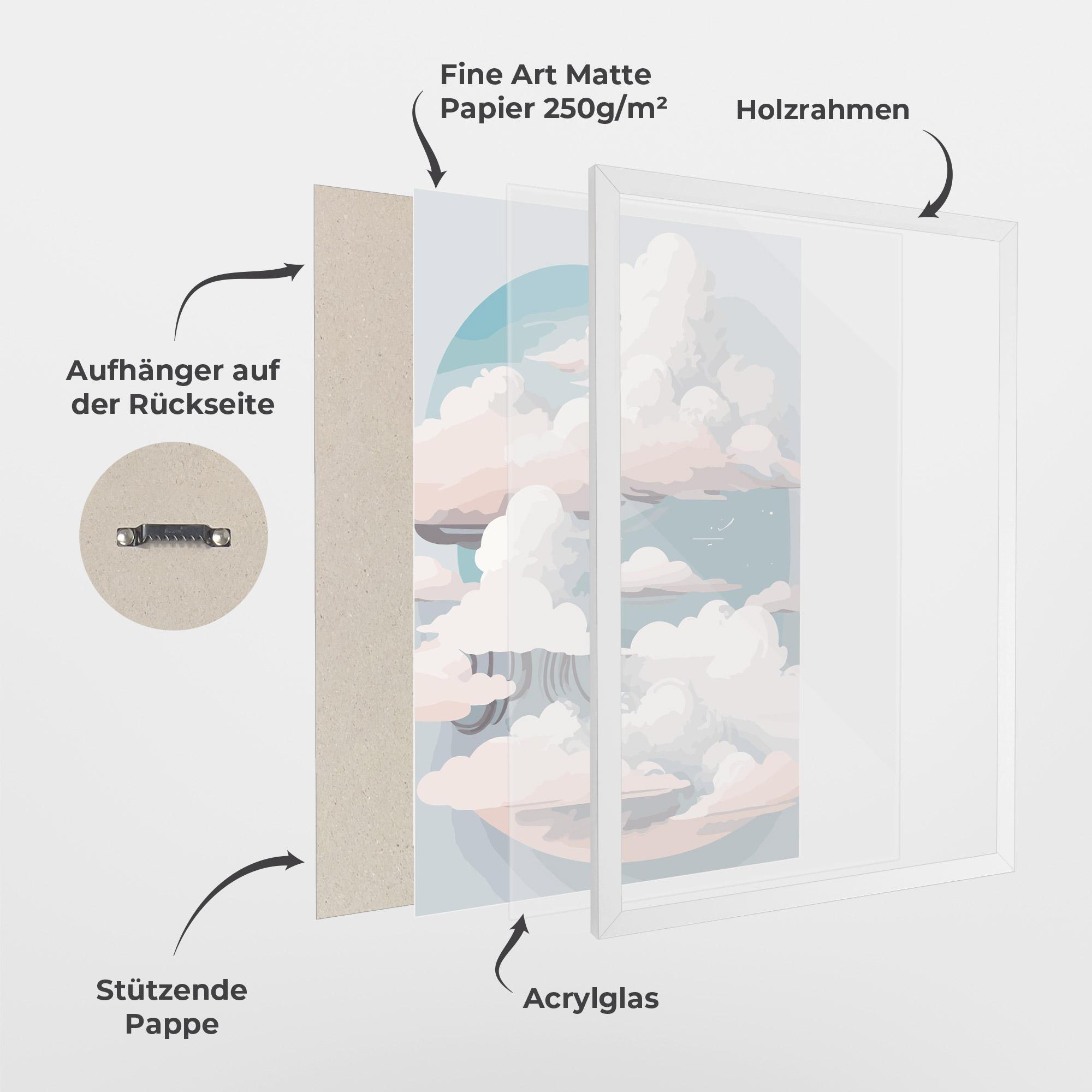 Gerahmte Poster Cloud White Art mockup 1