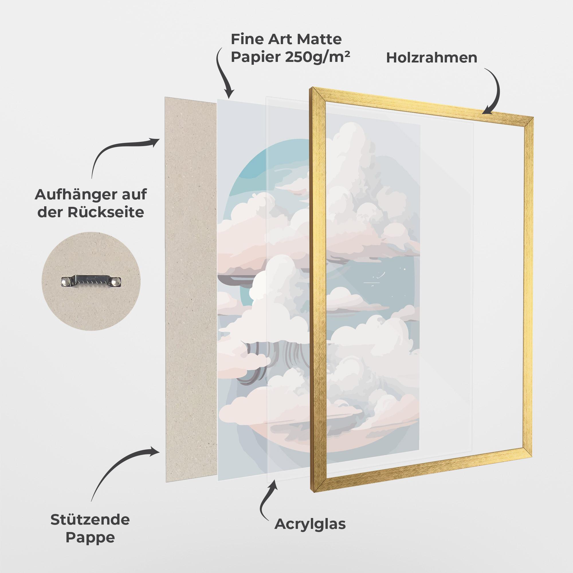 Gerahmte Poster Cloud White Art mockup 1