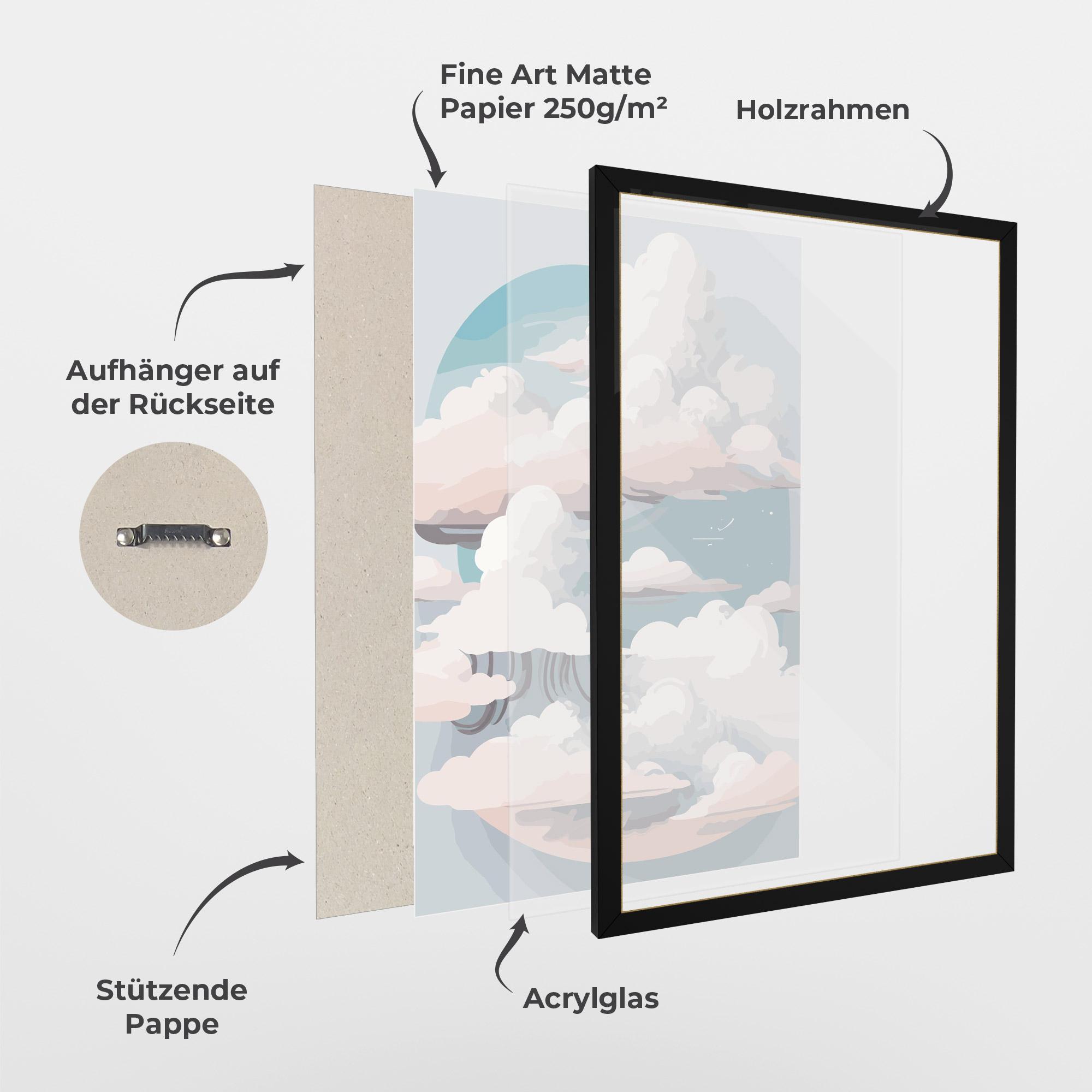 Gerahmte Poster Cloud White Art mockup 1