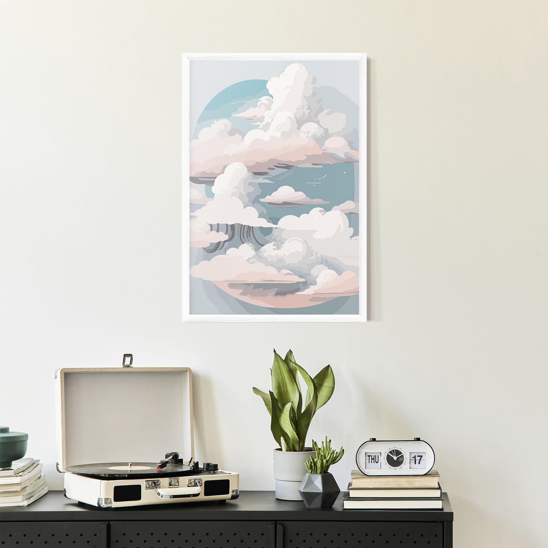 Gerahmte Poster Cloud White Art mockup 2