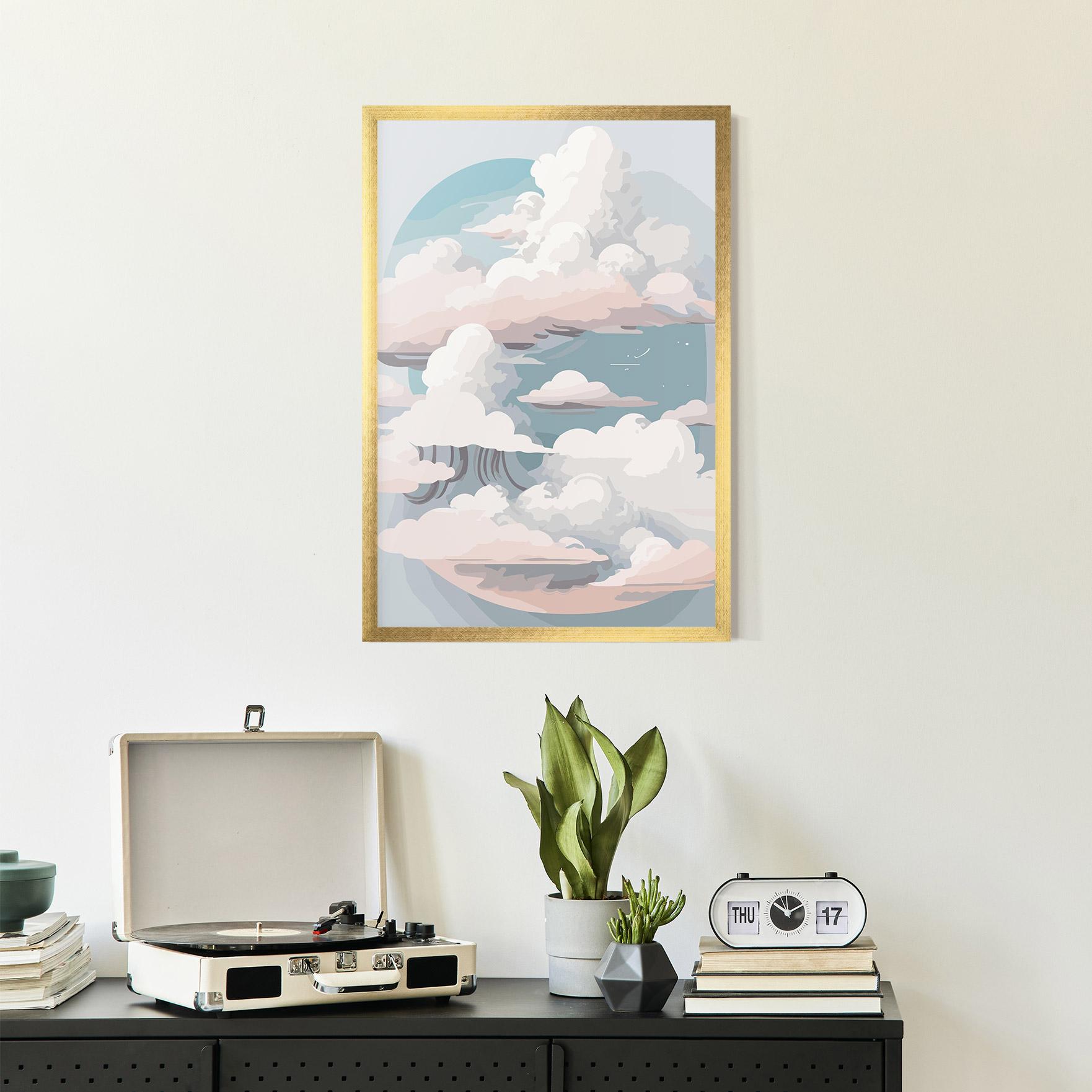 Gerahmte Poster Cloud White Art mockup 2