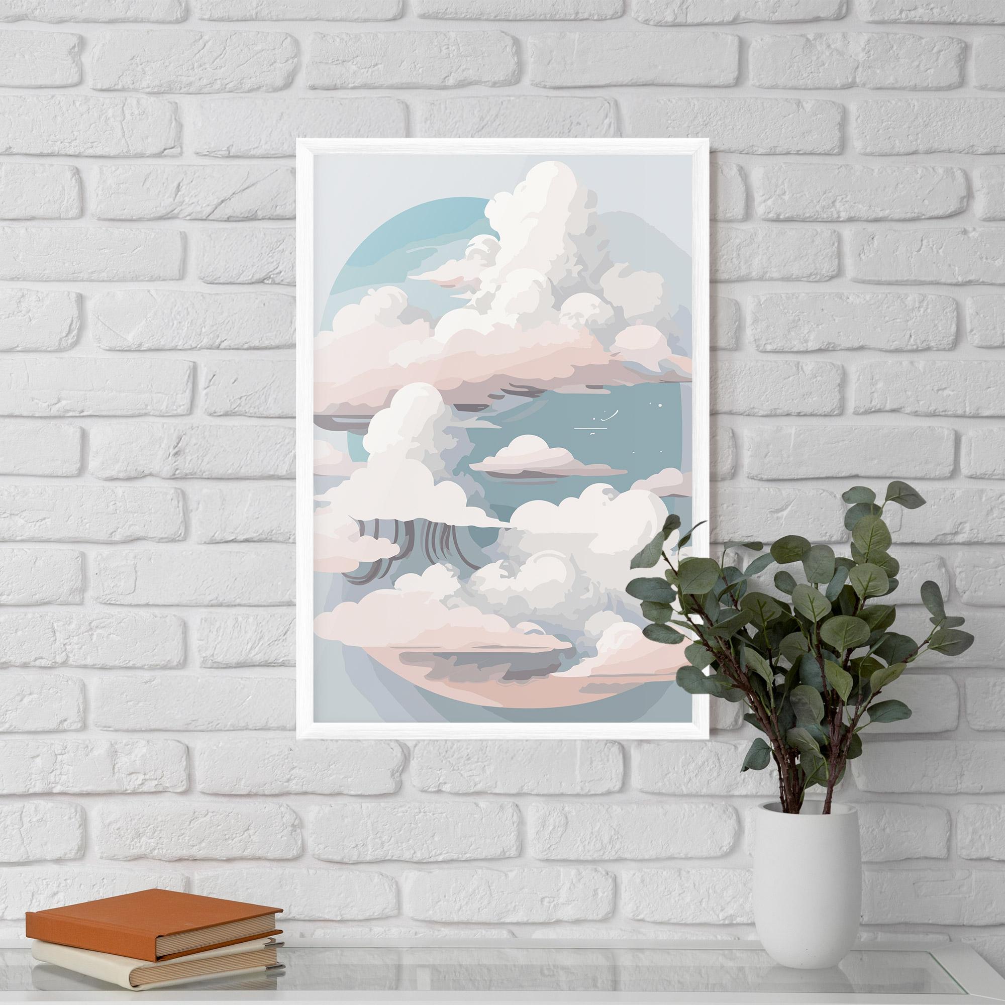 Gerahmte Poster Cloud White Art mockup 5