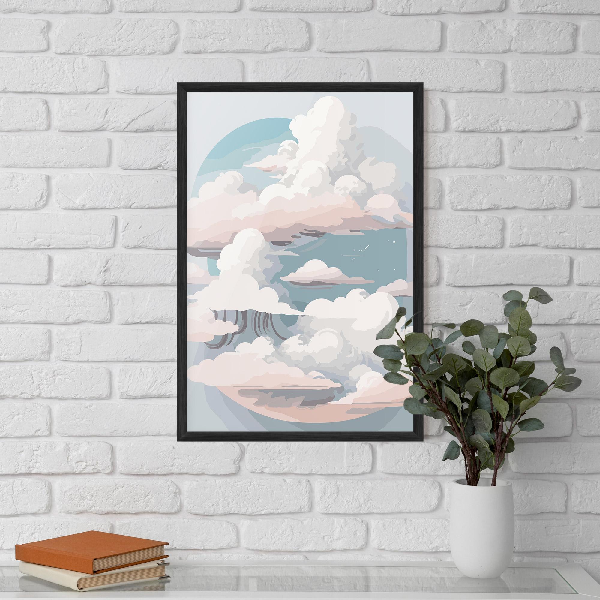 Gerahmte Poster Cloud White Art mockup 5