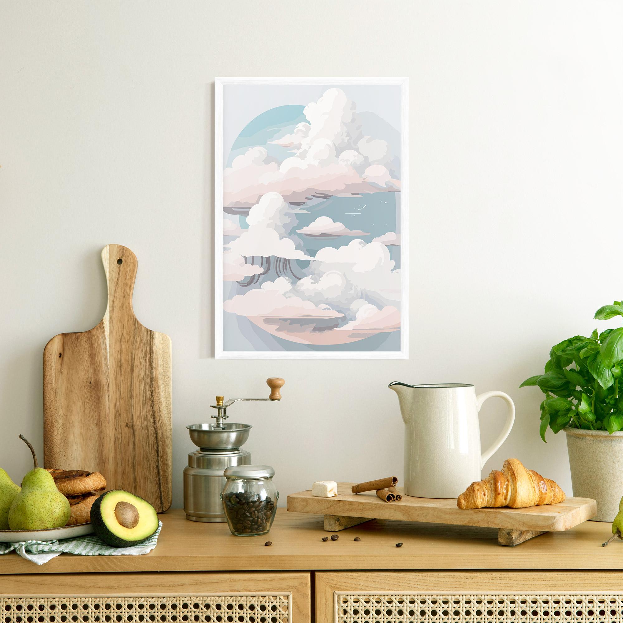 Gerahmte Poster Cloud White Art mockup 8