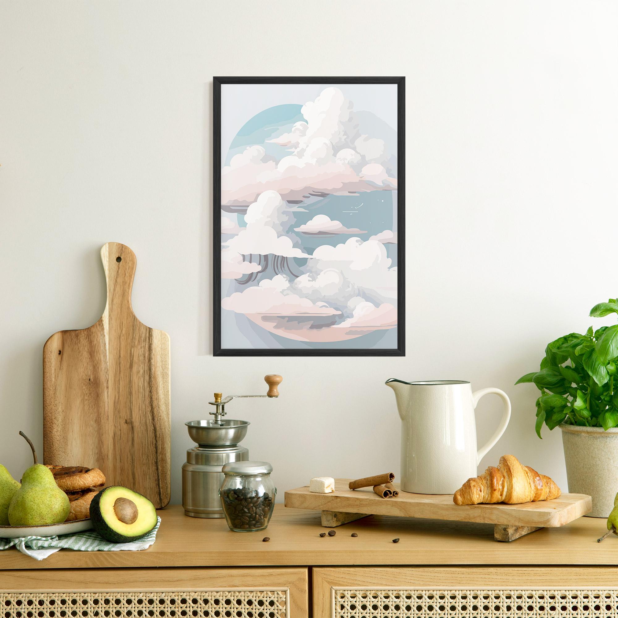 Gerahmte Poster Cloud White Art mockup 8