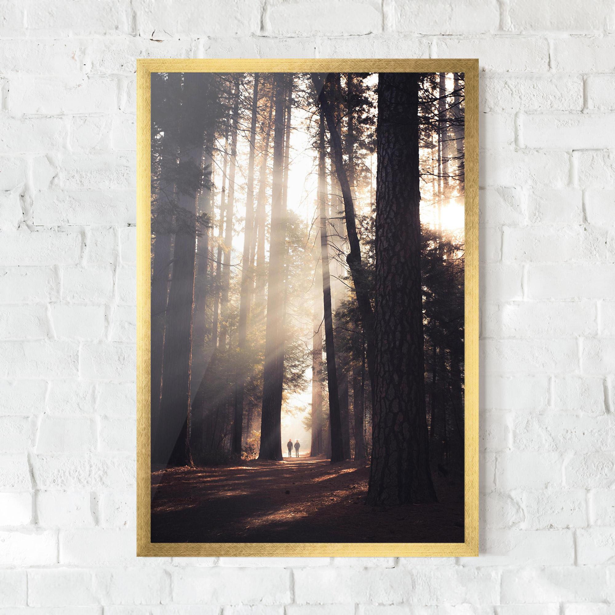 Gerahmte Poster Foggy Couple Forest mockup 0