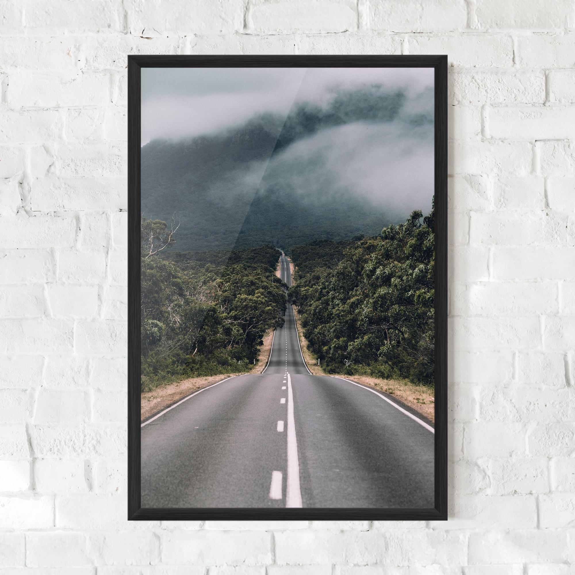Gerahmte Poster Forest Driving Road mockup 0
