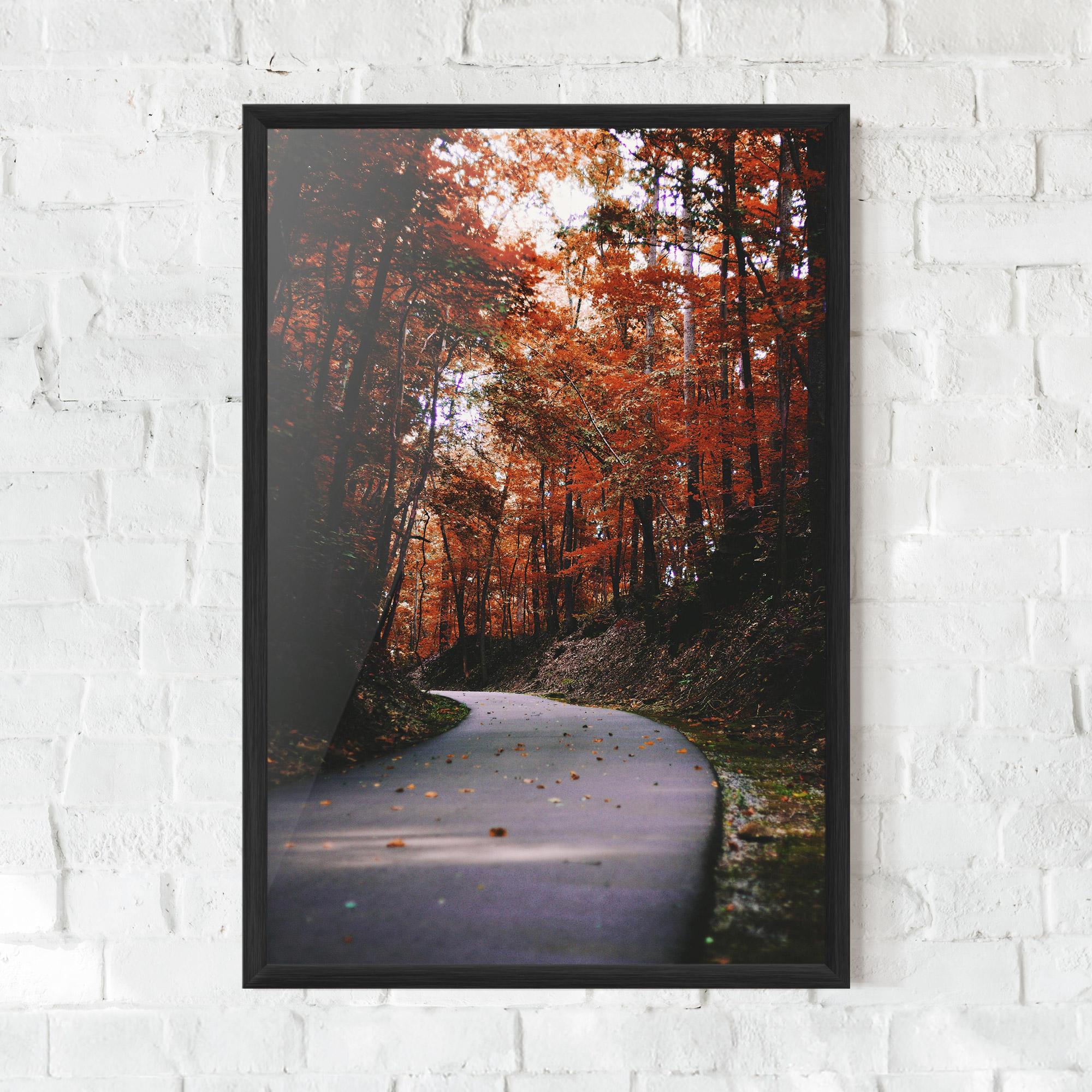 Gerahmte Poster Red Trees Road mockup 0