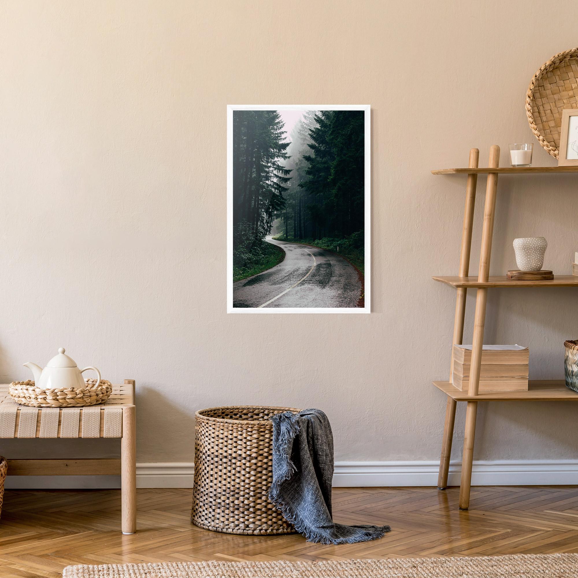 Gerahmte Poster Rainy Road Forest mockup 9