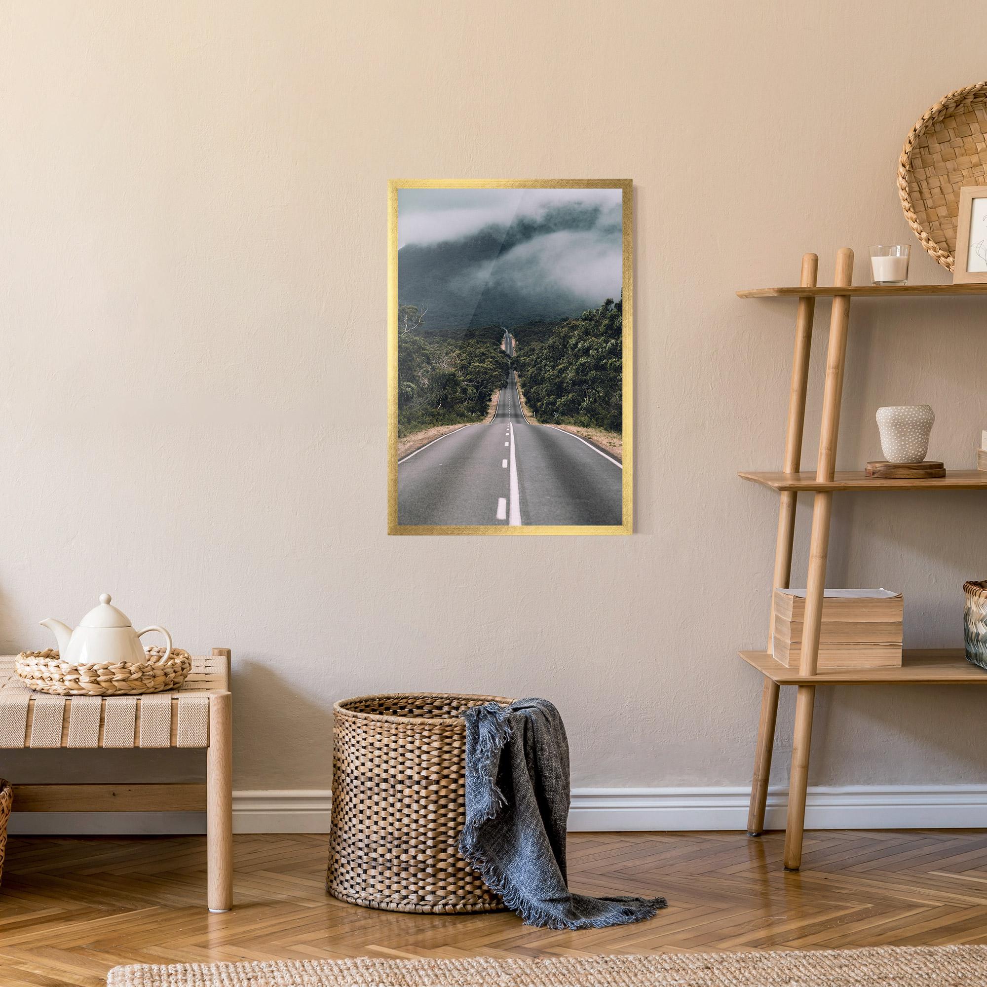 Gerahmte Poster Forest Driving Road mockup 9