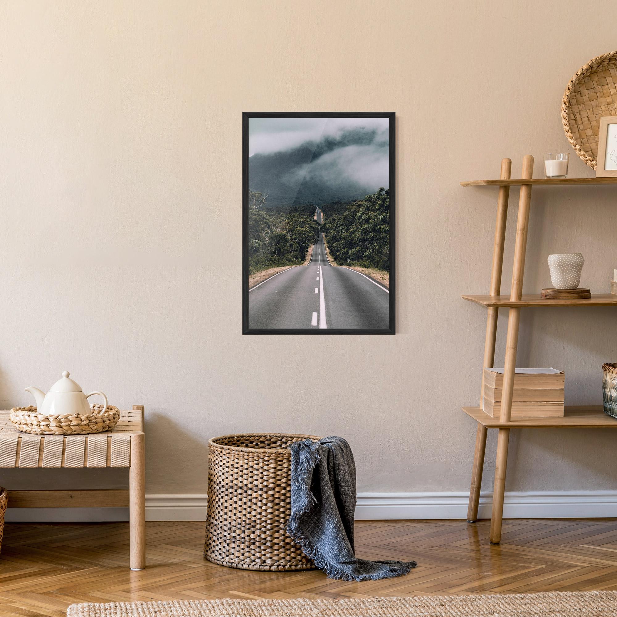 Gerahmte Poster Forest Driving Road mockup 9