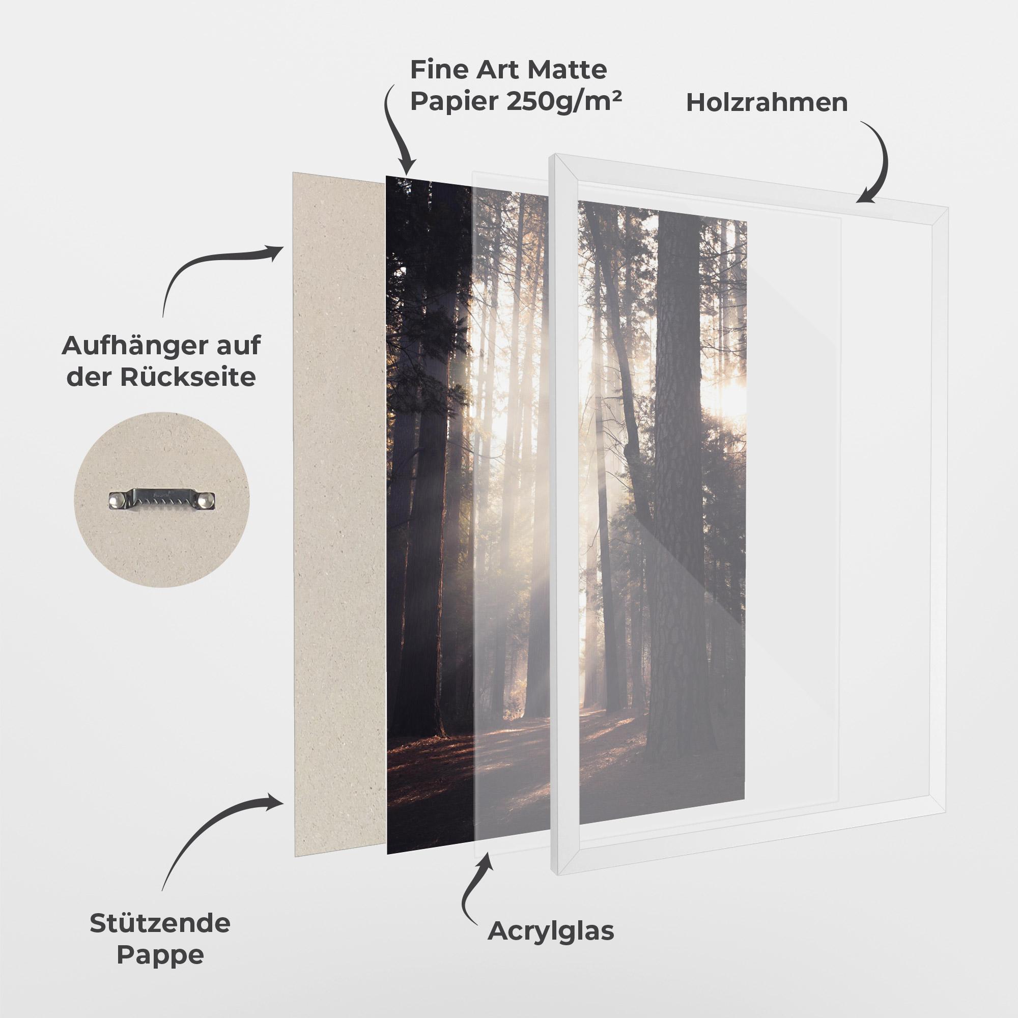 Gerahmte Poster Foggy Couple Forest mockup 1