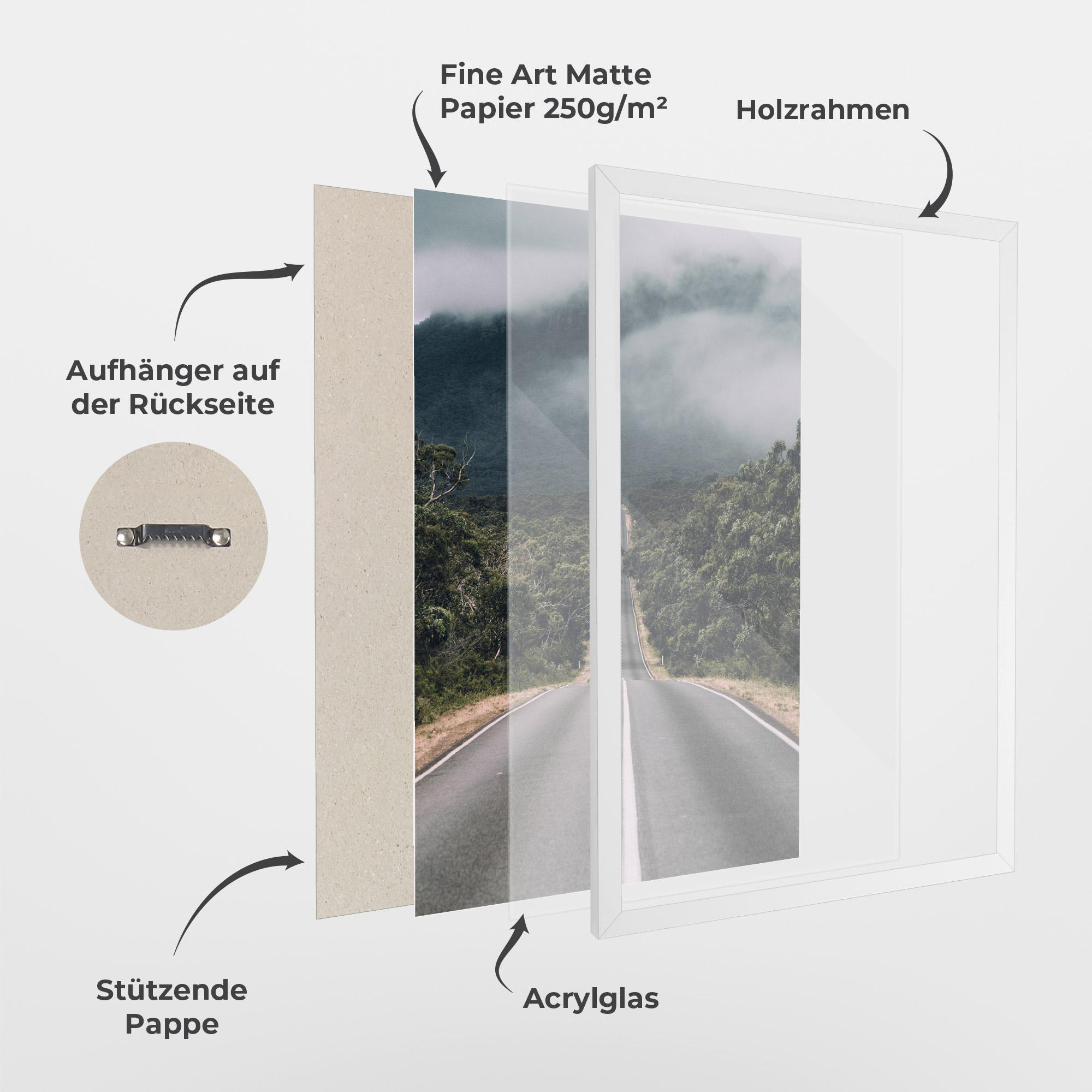 Gerahmte Poster Forest Driving Road mockup 1