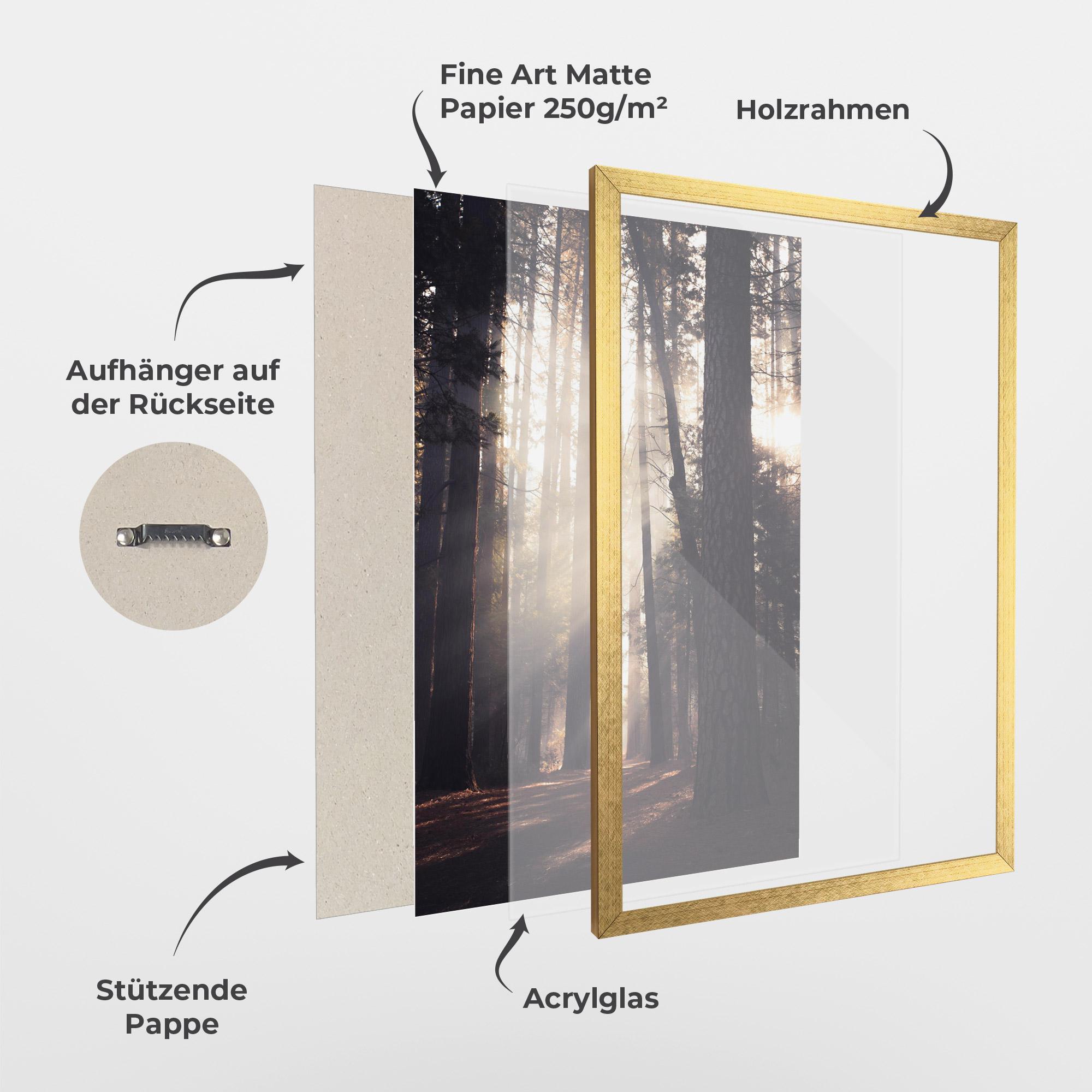 Gerahmte Poster Foggy Couple Forest mockup 1