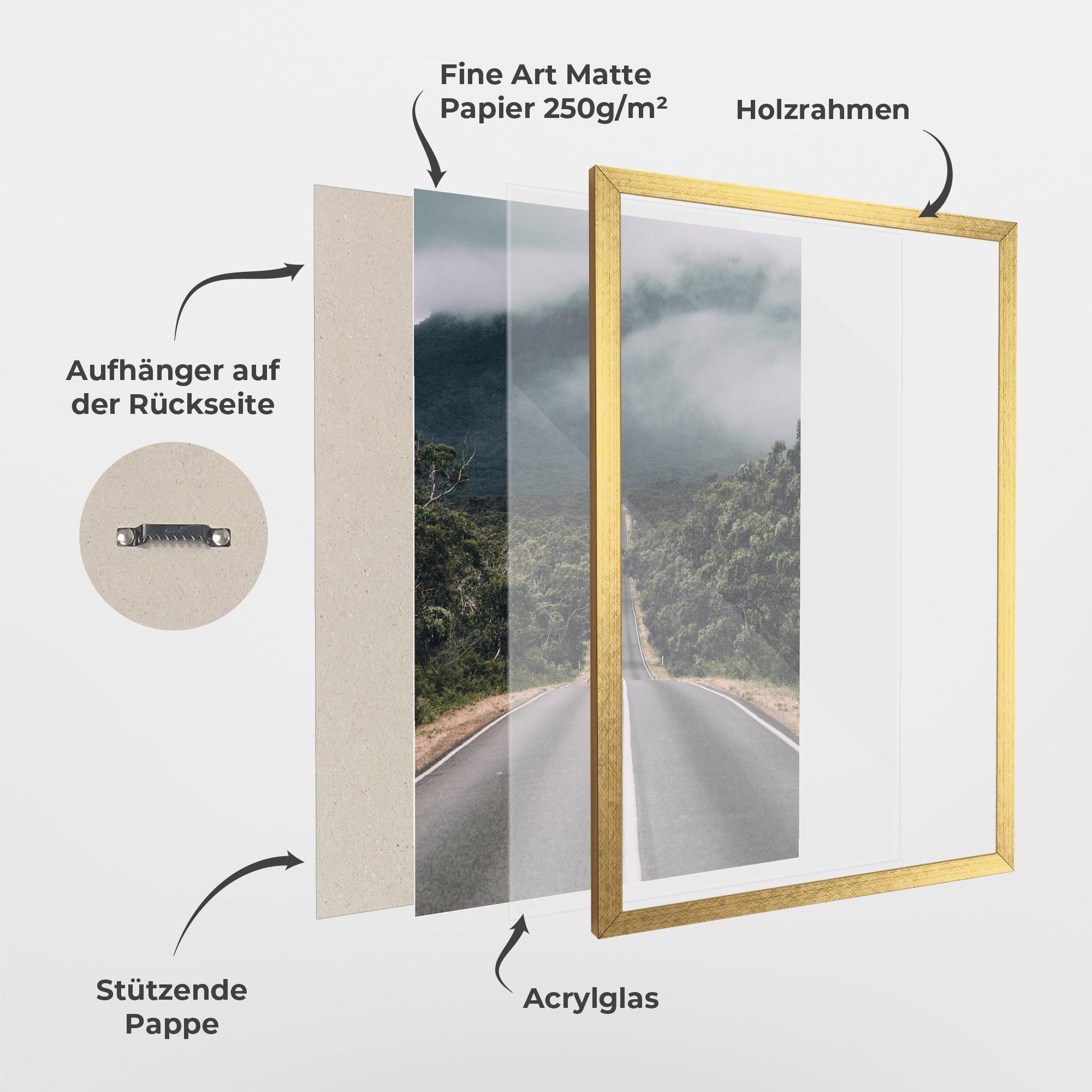 Gerahmte Poster Forest Driving Road mockup 1