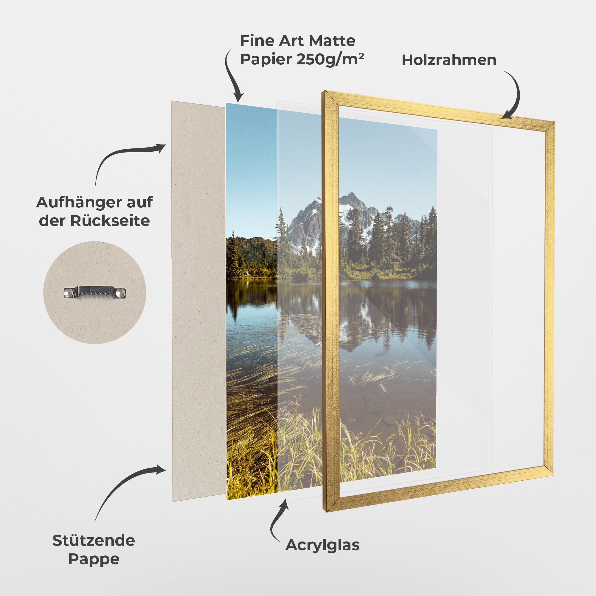 Gerahmte Poster Lake Snow Mountain mockup 1