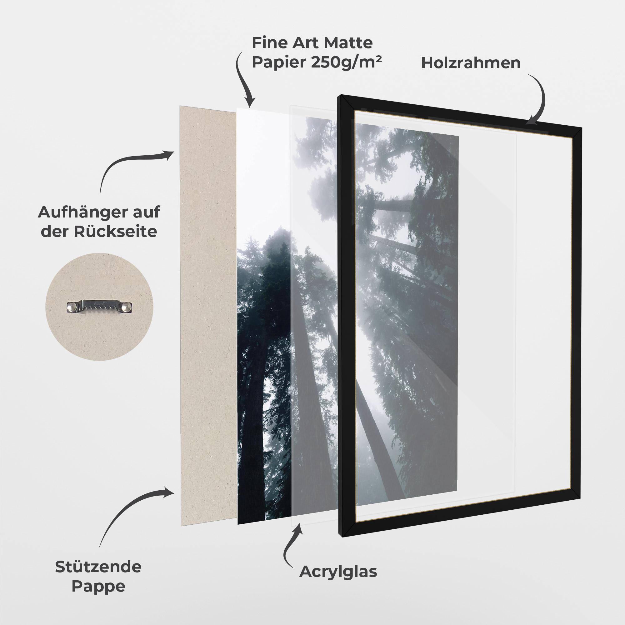 Gerahmte Poster Foggy Big Trees mockup 1