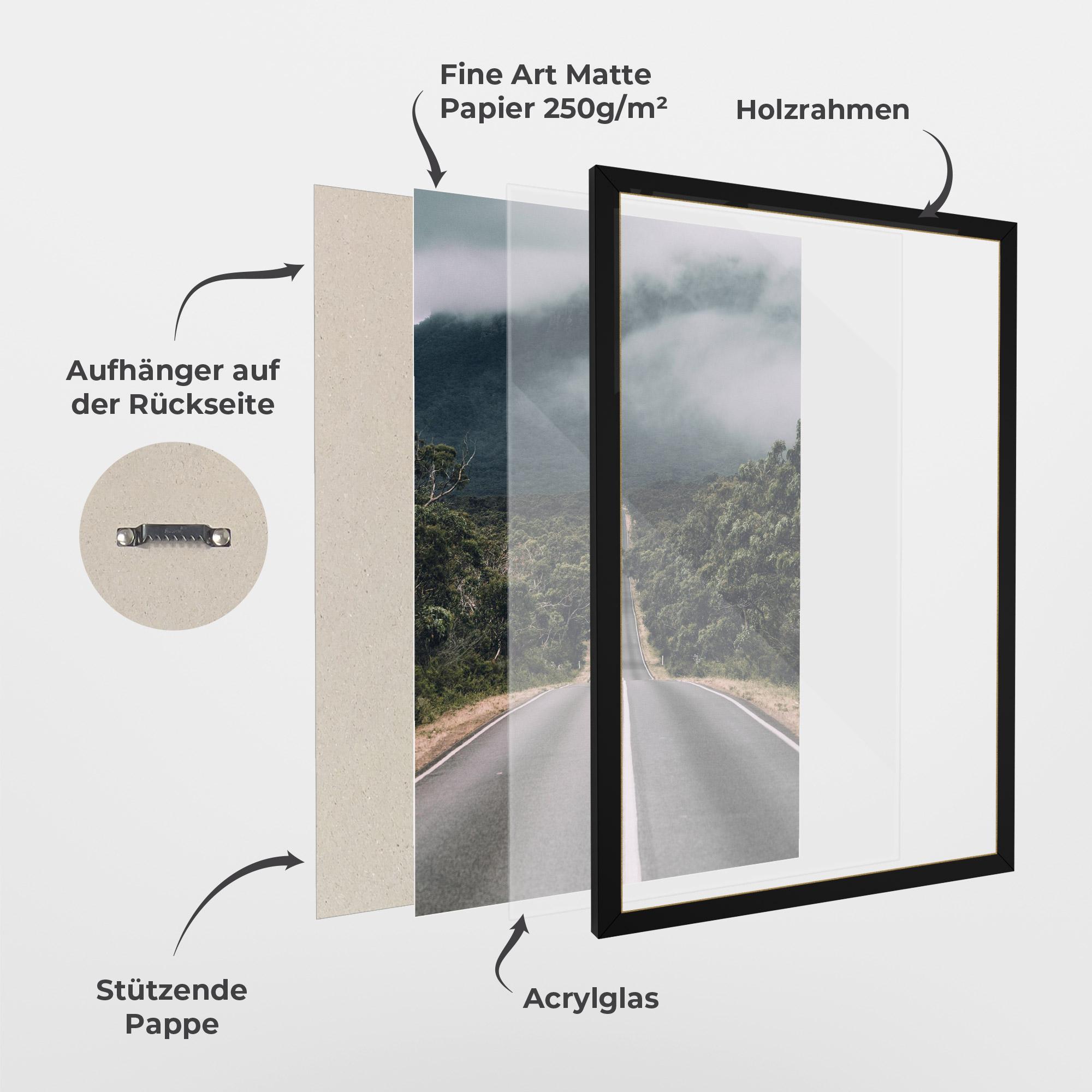 Gerahmte Poster Forest Driving Road mockup 1