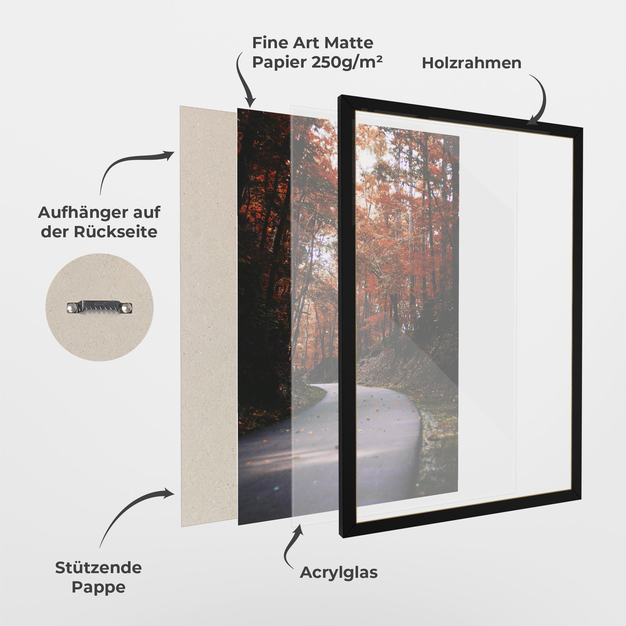 Gerahmte Poster Red Trees Road mockup 1