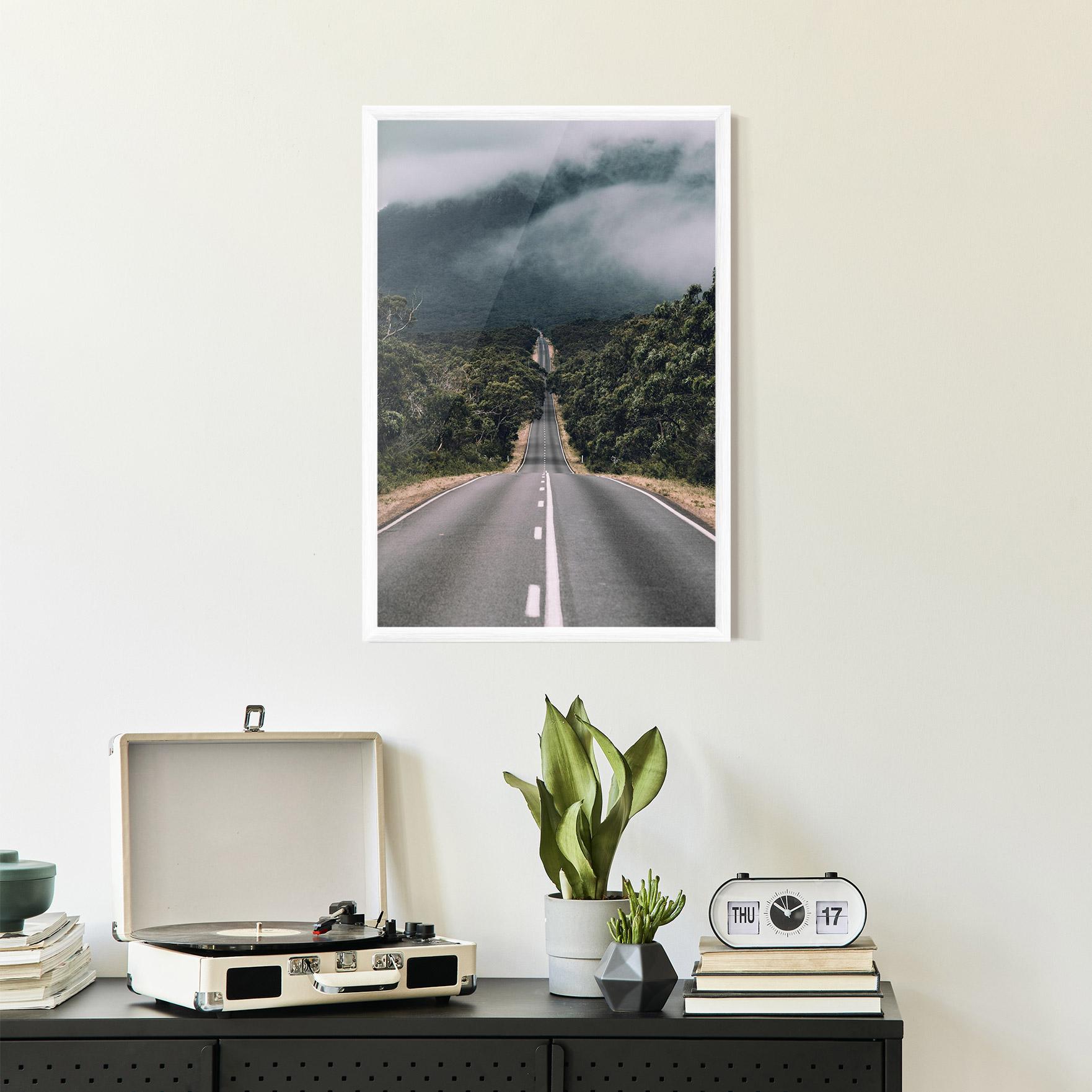 Gerahmte Poster Forest Driving Road mockup 2