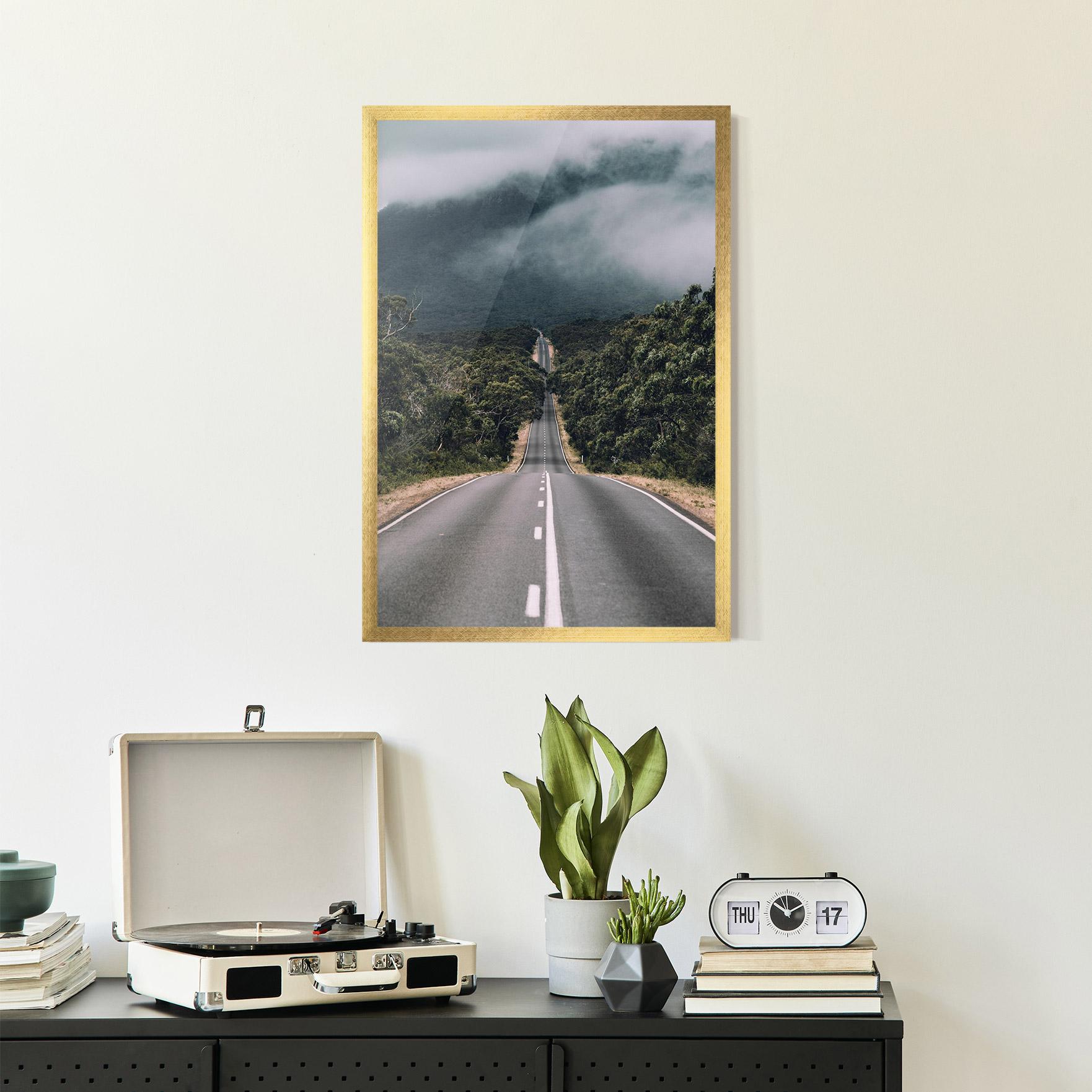 Gerahmte Poster Forest Driving Road mockup 2
