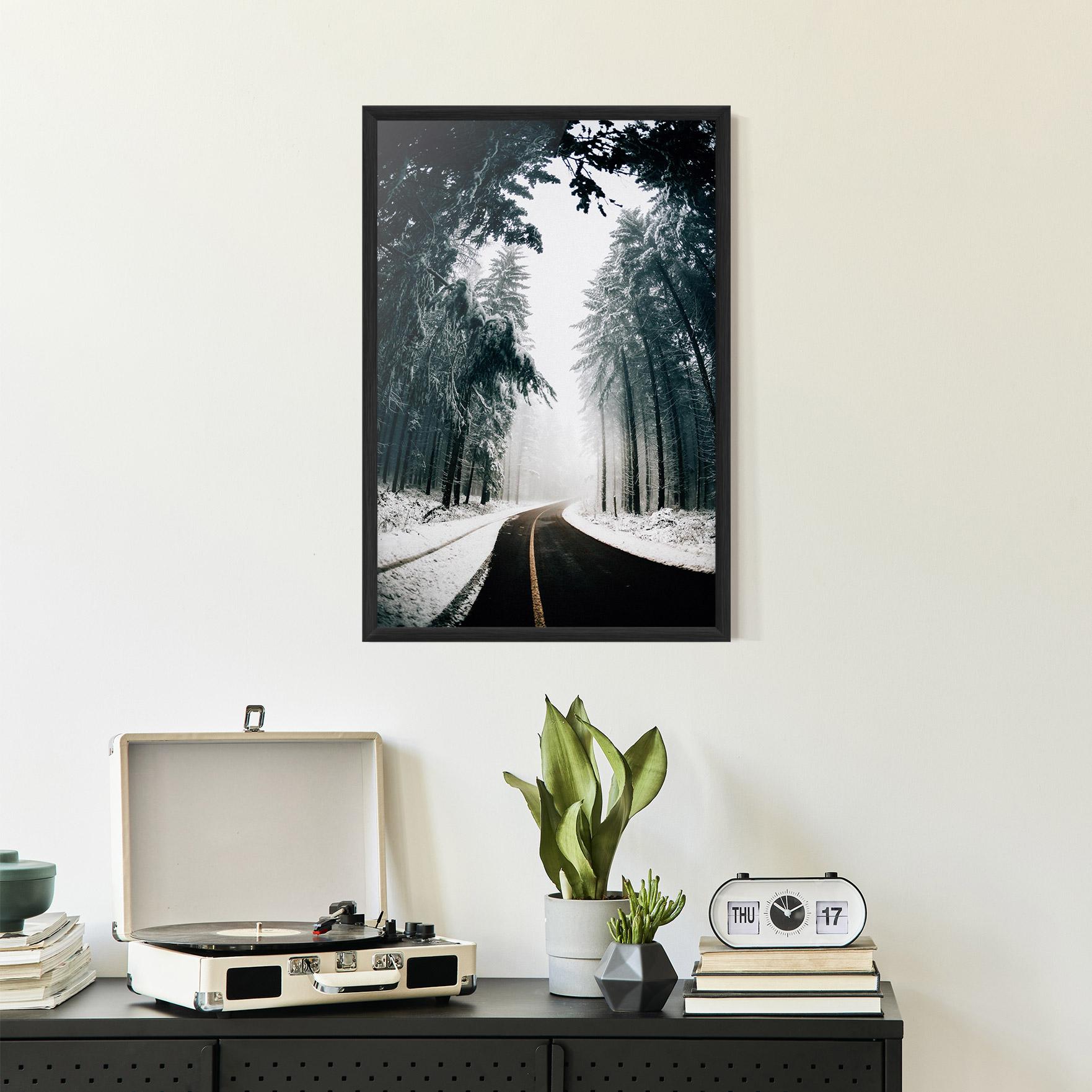 Gerahmte Poster Snow Road Dorest mockup 2