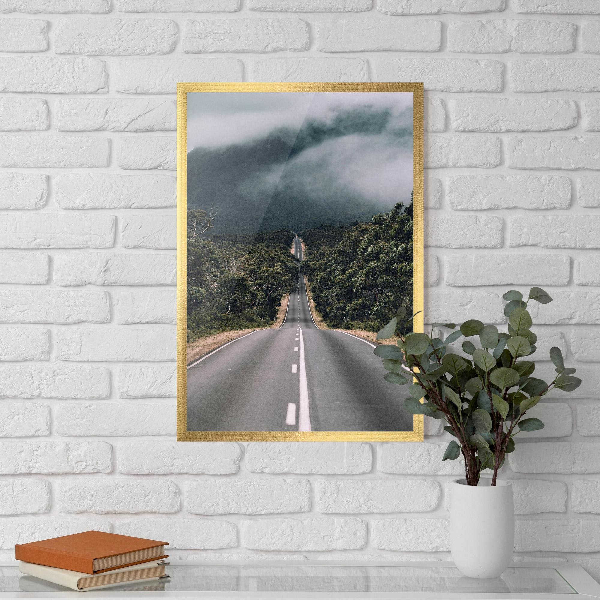 Gerahmte Poster Forest Driving Road mockup 5
