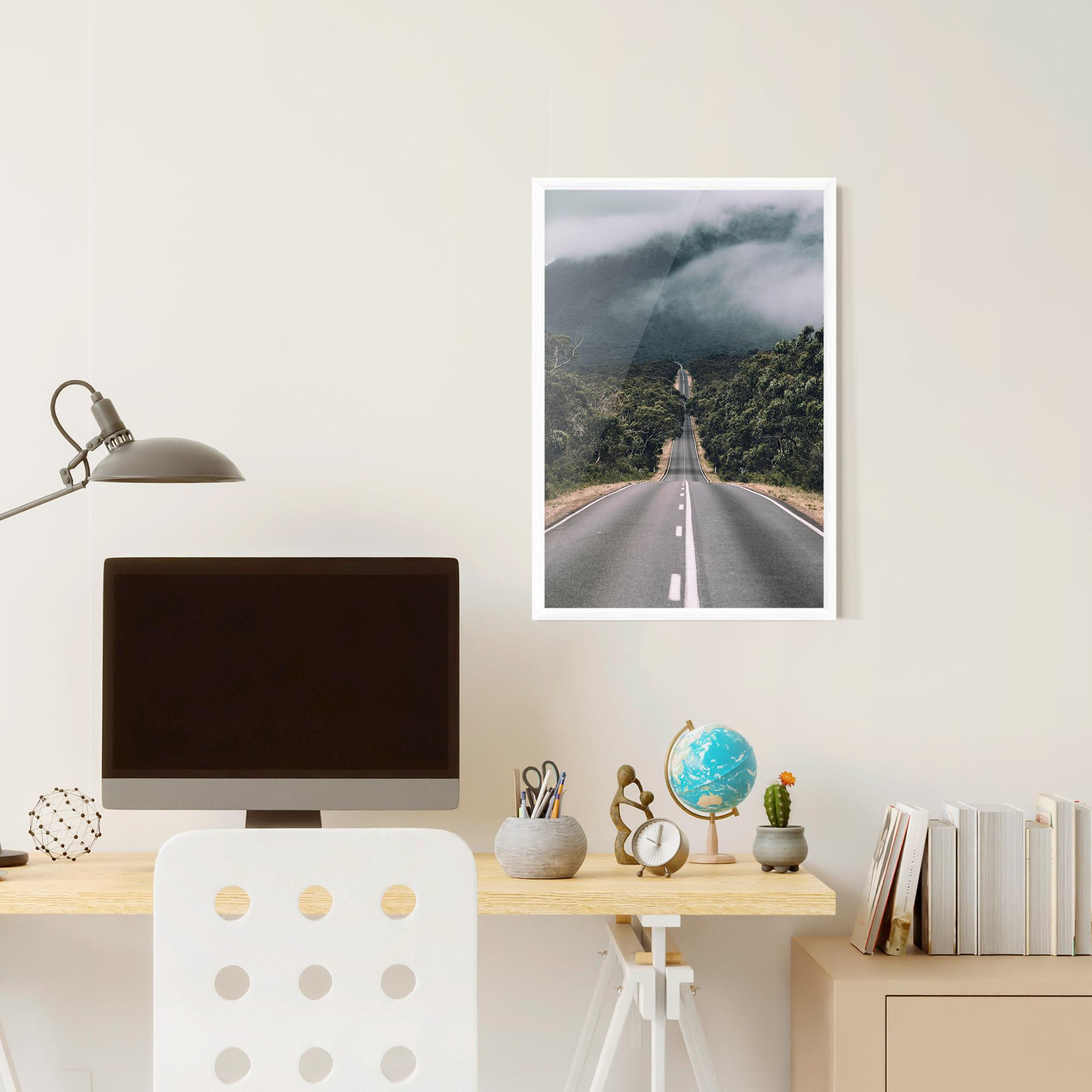 Gerahmte Poster Forest Driving Road mockup 6
